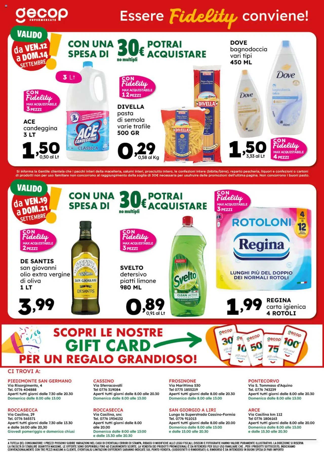 Volantino GECOP del 08.09.2025 | Pagina: 20 | Prodotti: Candeggina, Prosciutto, Pasta, Olio extra vergine