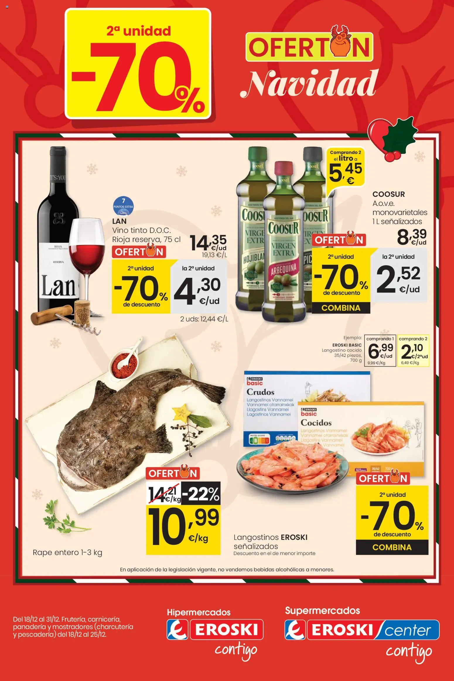 Eroski - Navidad │ válido desde el 18.12.2025 | Página: 1 | Productos: Vino, Panadería, Langostino