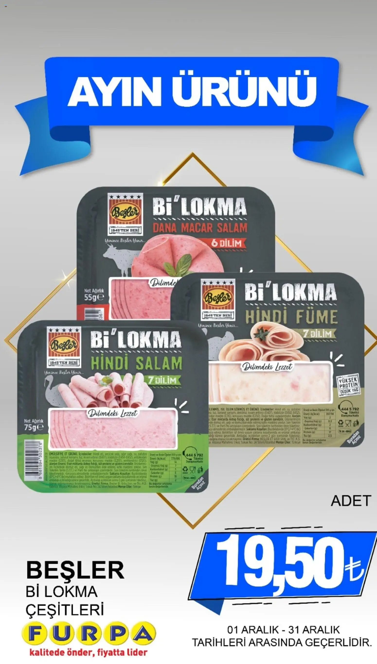 Furpa Ayın Ürünleri - 01.12.2025 tarihinden itibaren geçerlidir | Sayfa: 16 | Ürünler: Salam, Yağ, Patates, Hindi füme