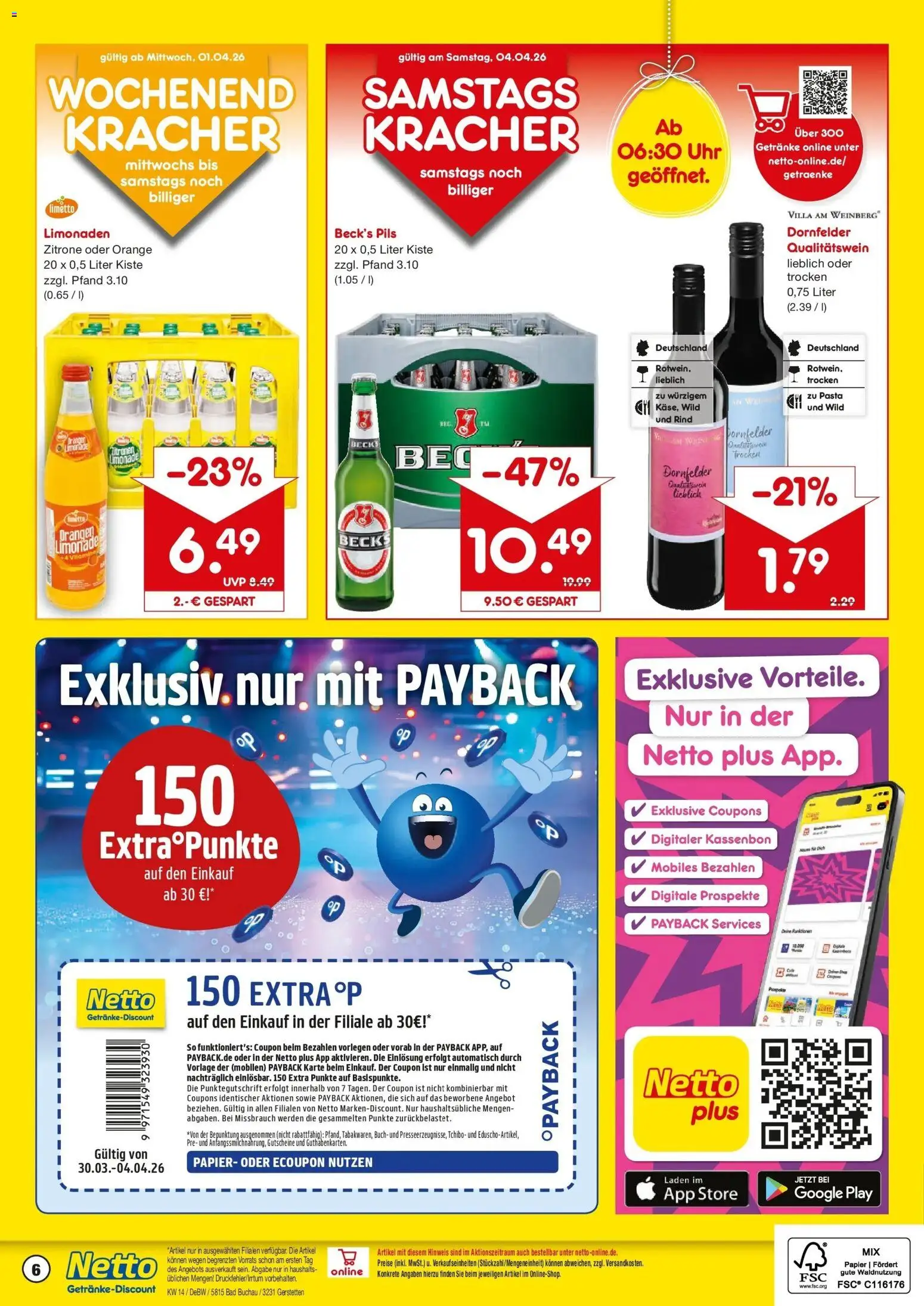 Netto Marken-Discount Prospekt Gerstetten	 – gültig ab 30.03.2026 | Seite: 6 | Produkte: Bad, Pils, Orangen, Pasta