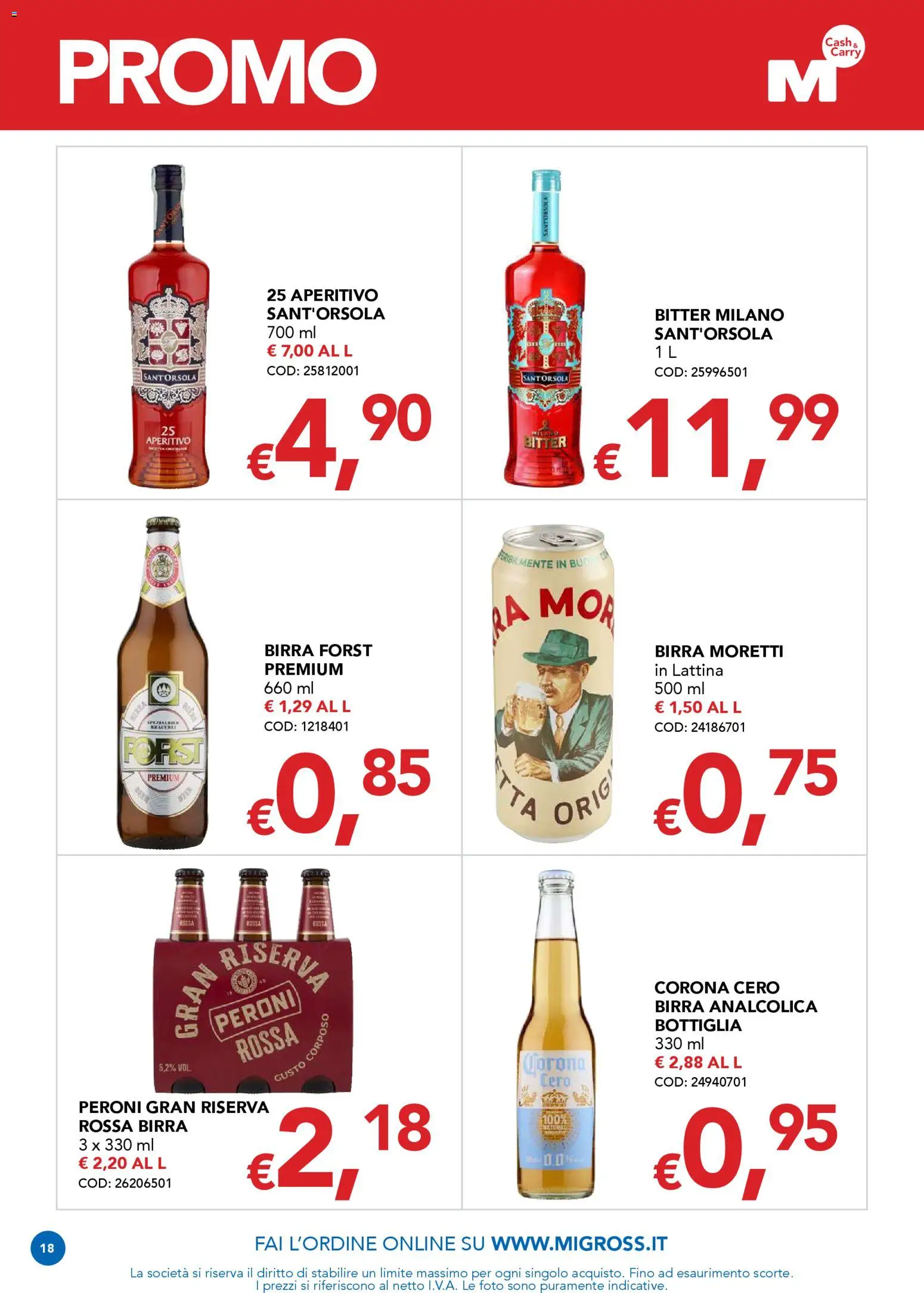 Volantino Migross del 12.03.2026 | Pagina: 18 | Prodotti: Birra, Birra Moretti, Bottiglia, Aperitivo