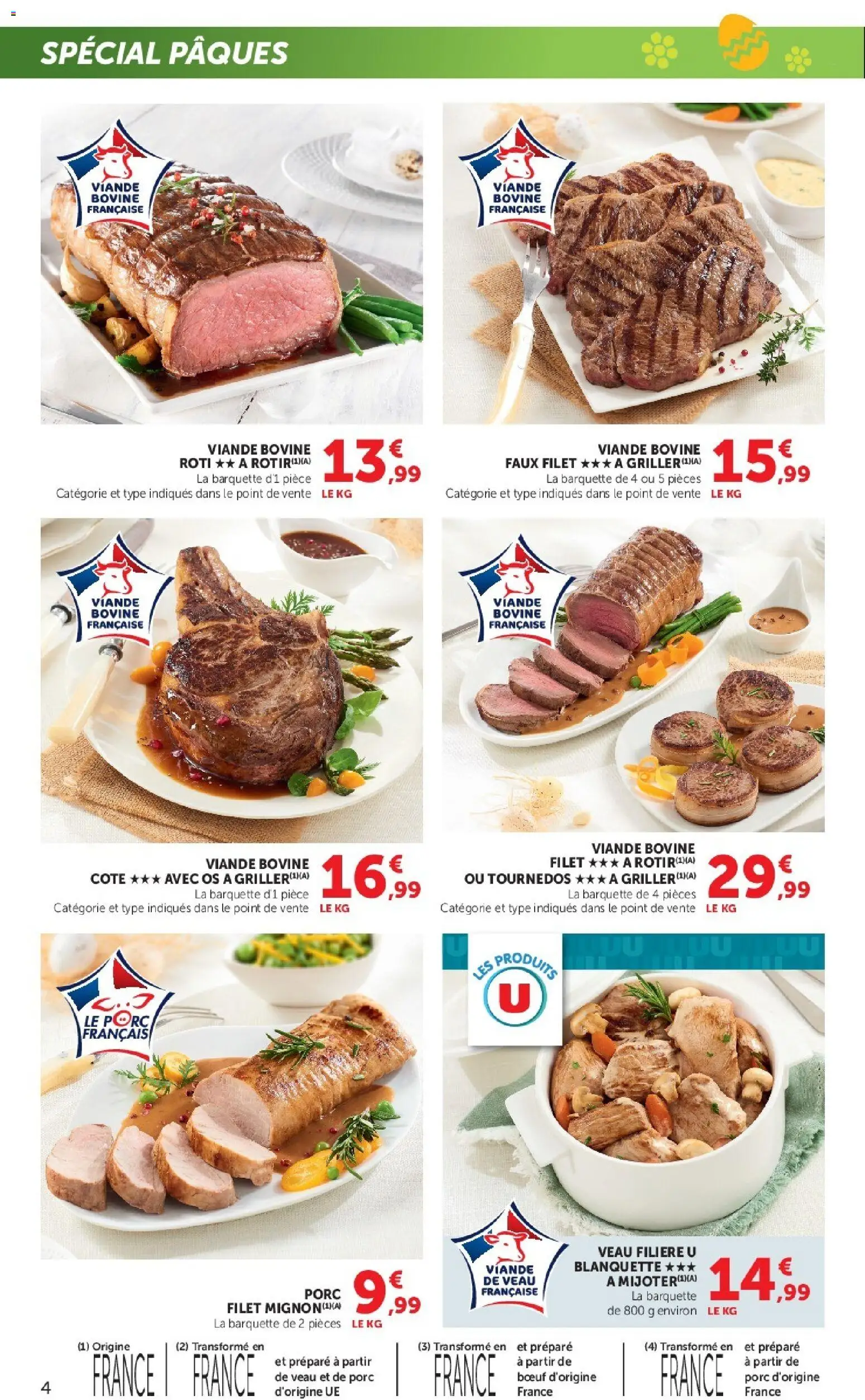 {H1} | Page: 4 | Produits: Viande, Porc, Tournedos, Viande bovine