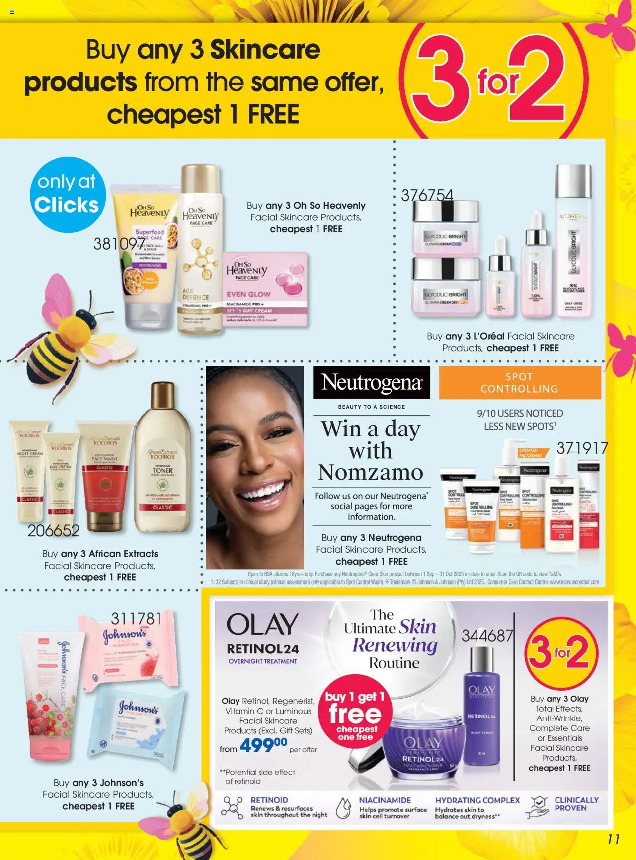 New Clicks catalogue – valid from 23.09.2025 | Page: 11 | Products: Serum, Toner, Night cream, Day cream