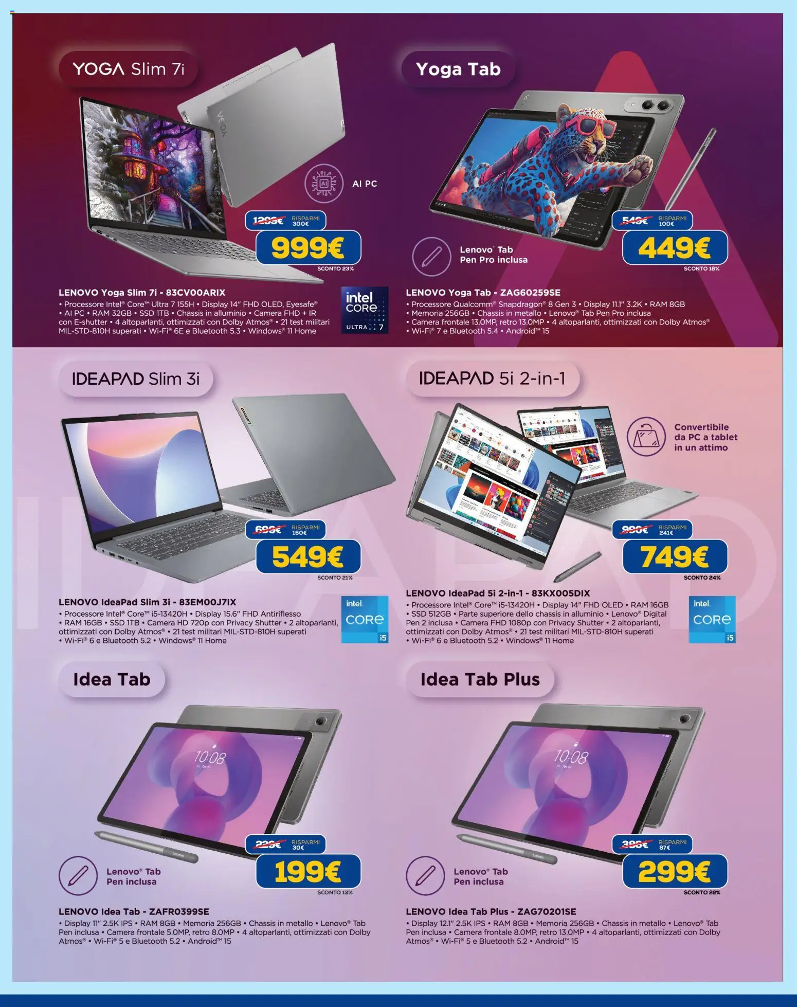 Volantino Euronics del 22.01.2026 | Pagina: 3 | Prodotti: Tablet, PC, Alluminio