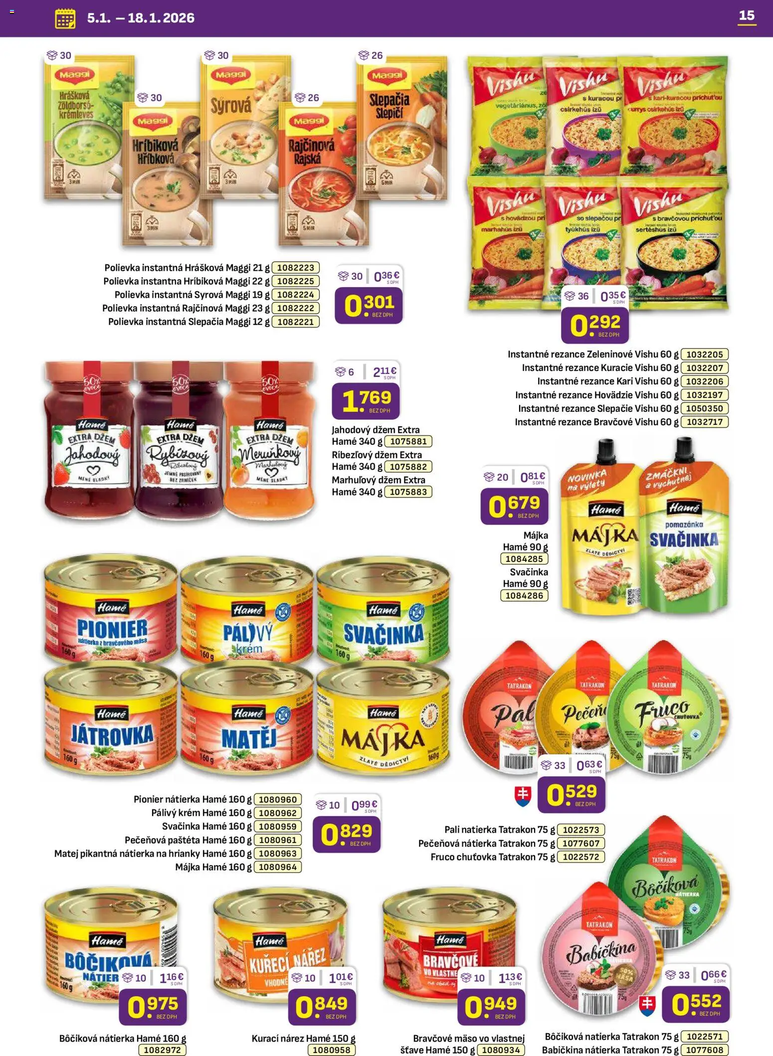 Nové Libex akcie – leták je platný od 05.01.2026 | Strana: 15 | Produkty: Bravčové mäso, Rezance, Krém