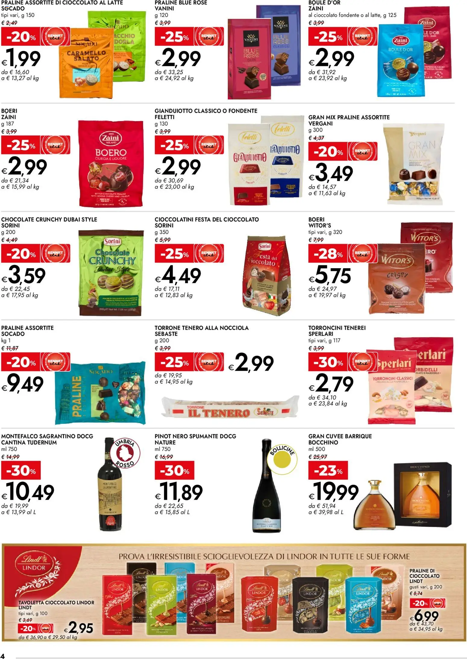 Volantino bennet del 27.11.2025 | Pagina: 4 | Prodotti: Cioccolato, Latte, Torroncini, Cioccolatini