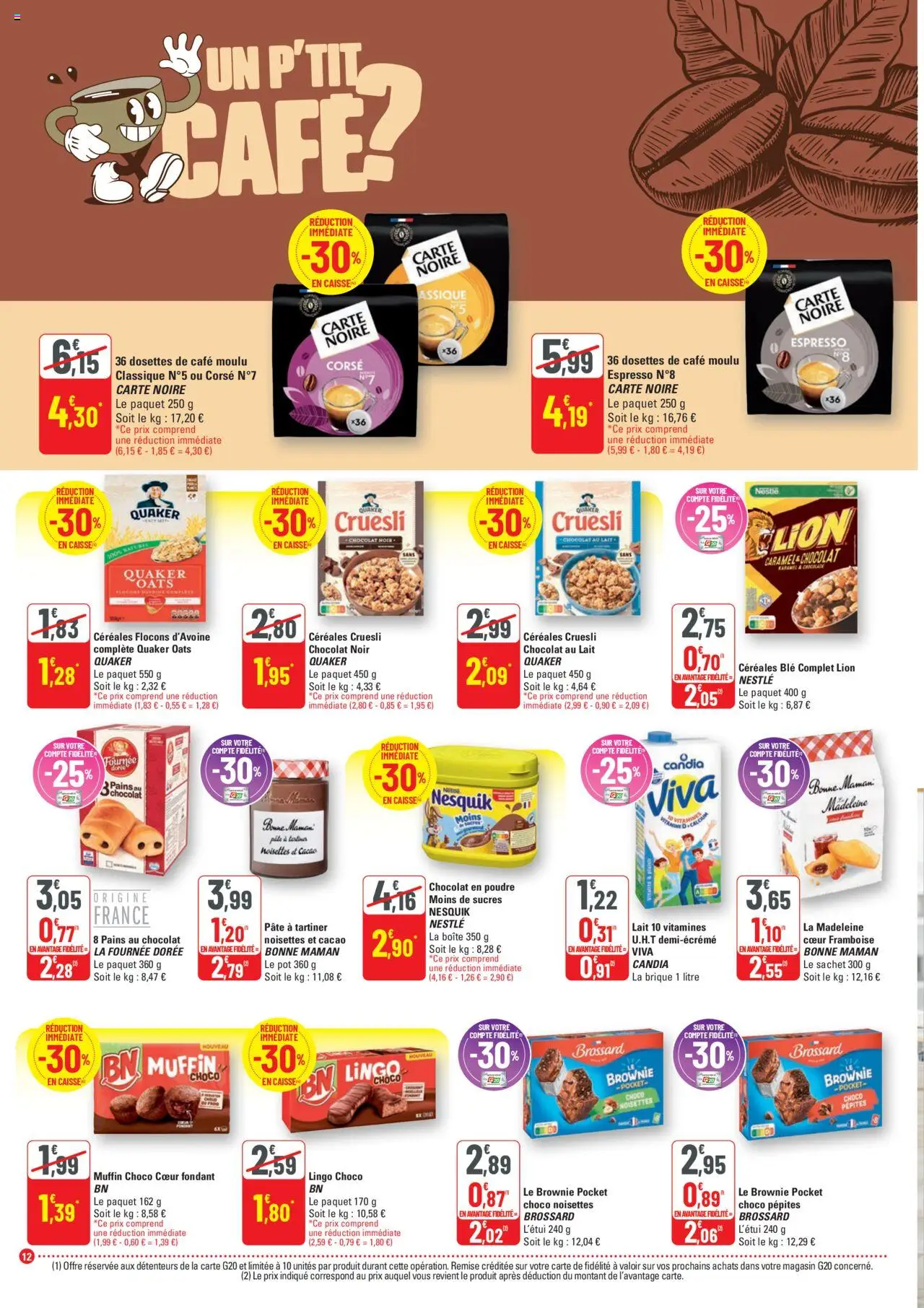 {H1} | Page: 12 | Produits: Chocolat en poudre, Café moulu, Café, Céréales
