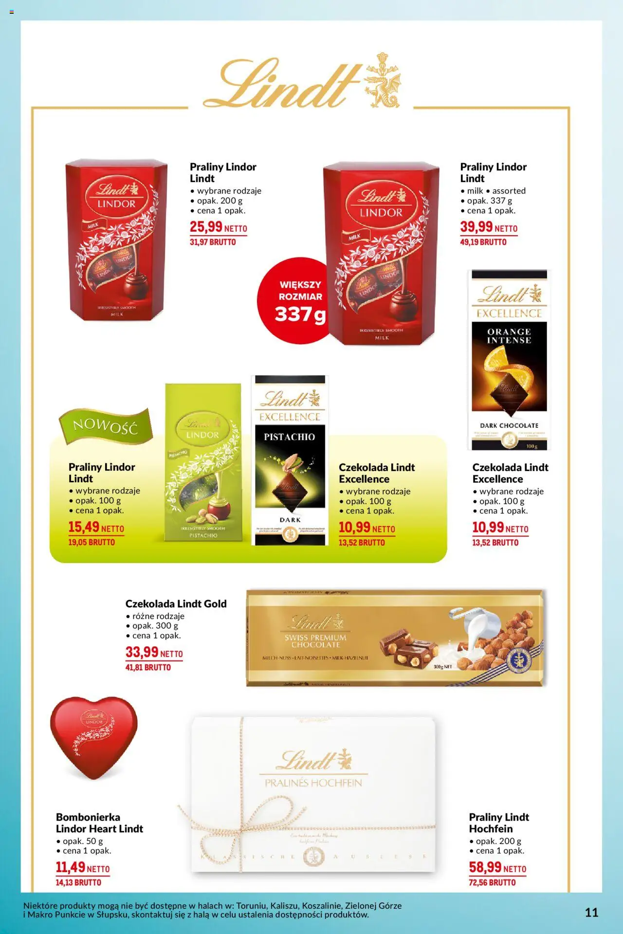 Makro Gazetka - Na uroczyste okazje od 13.05.2025 | Strona: 11 | Produkty: Czekolada lindt, Praliny, Bombonierka, Czekolada
