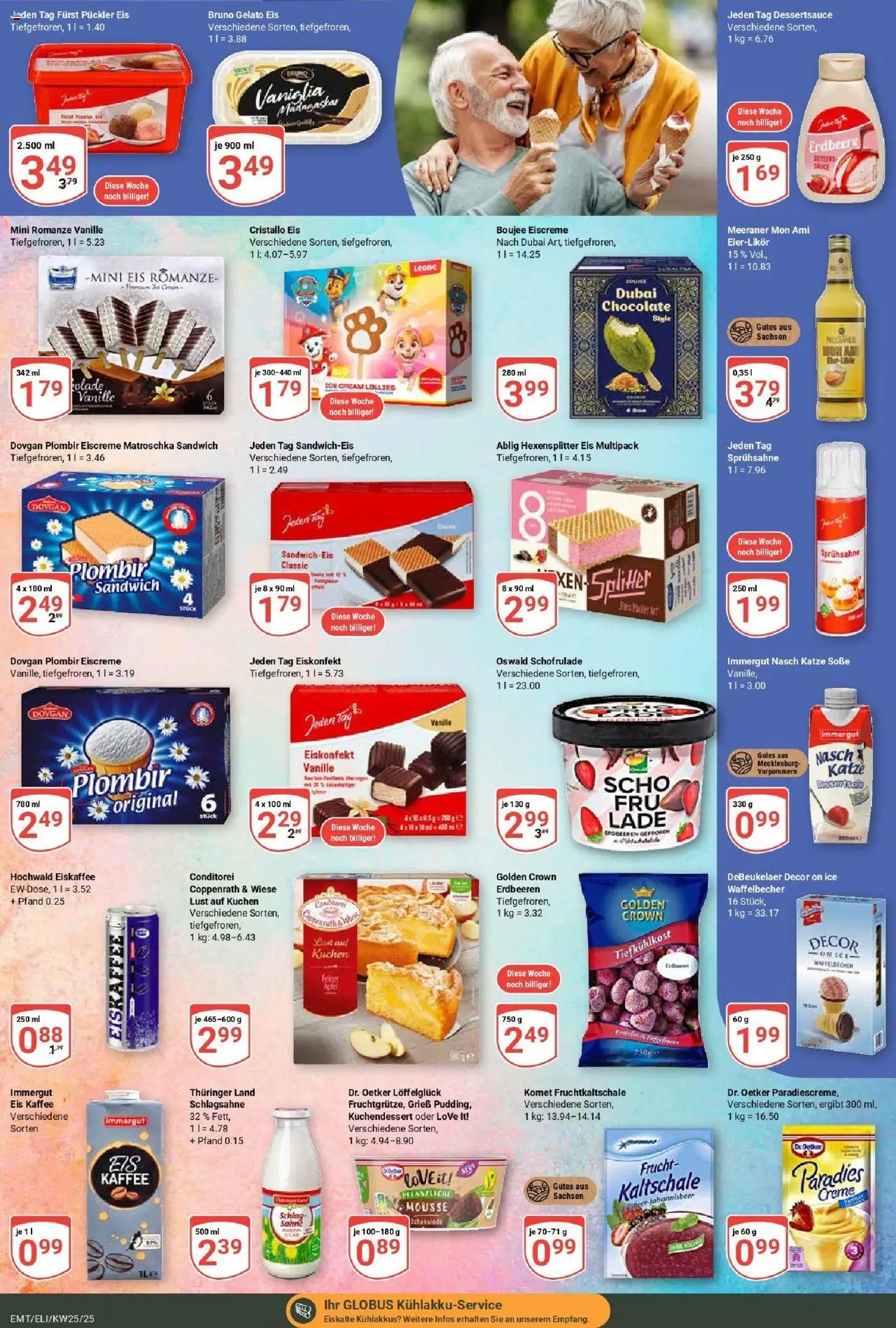 Globus prospekt Erfurt-Linderbach	 - gültig ab dem 15.06.2025 | Seite: 13 | Produkte: Schlagsahne, Soße, Erdbeeren, Eis