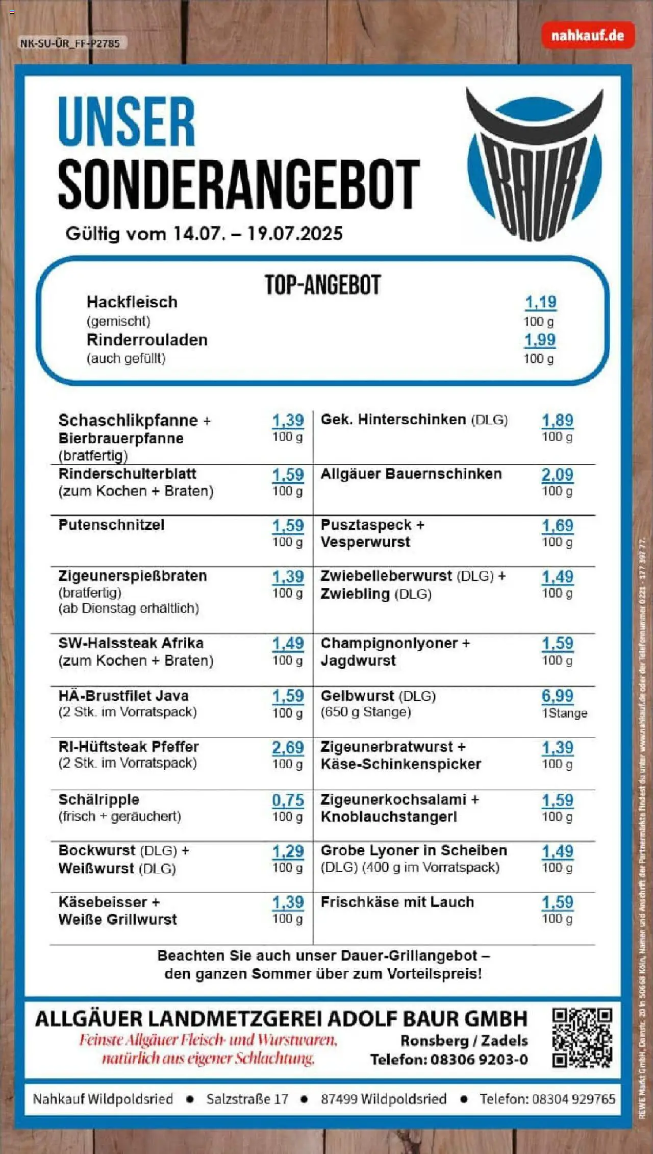 Rewe prospekt Wildpoldsried	 - gültig ab dem 13.07.2025 | Seite: 8 | Produkte: Bockwurst, Putenschnitzel, Salami, Telefon