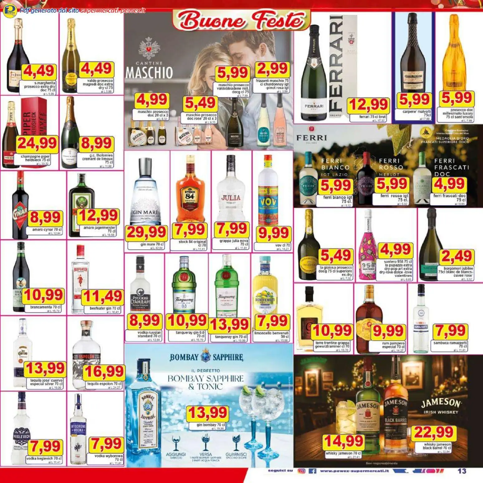 Volantino Pewex del 27.12.2025 | Pagina: 13 | Prodotti: Prosecco, Rum, Tequila, Amaro