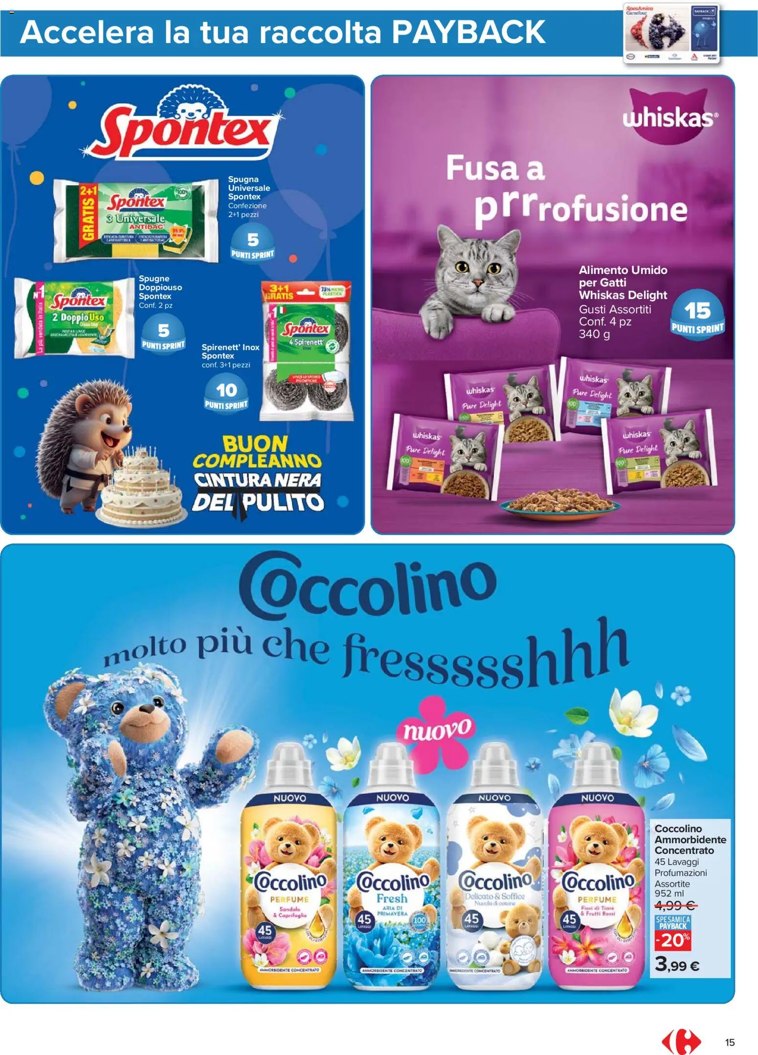 Volantino Carrefour del 07.04.2026 | Pagina: 15 | Prodotti: Spugna, Ammorbidente, Cintura