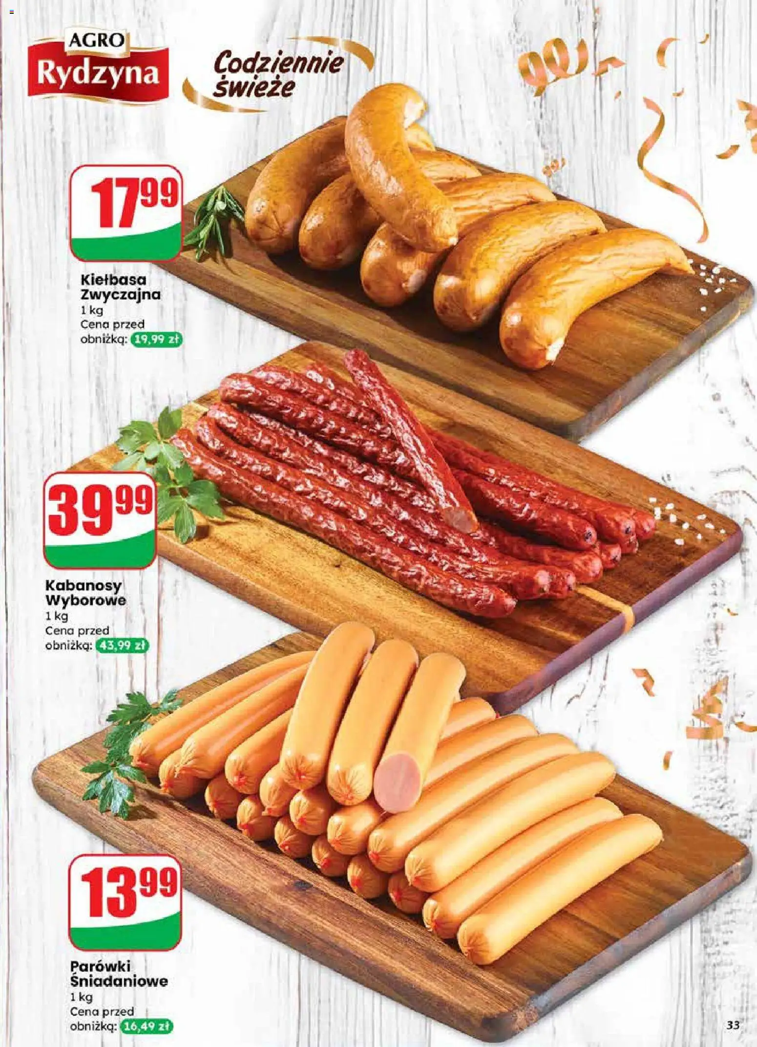 Dino Gazetka od 27.12.2025 | Strona: 33 | Produkty: Kiełbasa, Kabanosy, Parówki