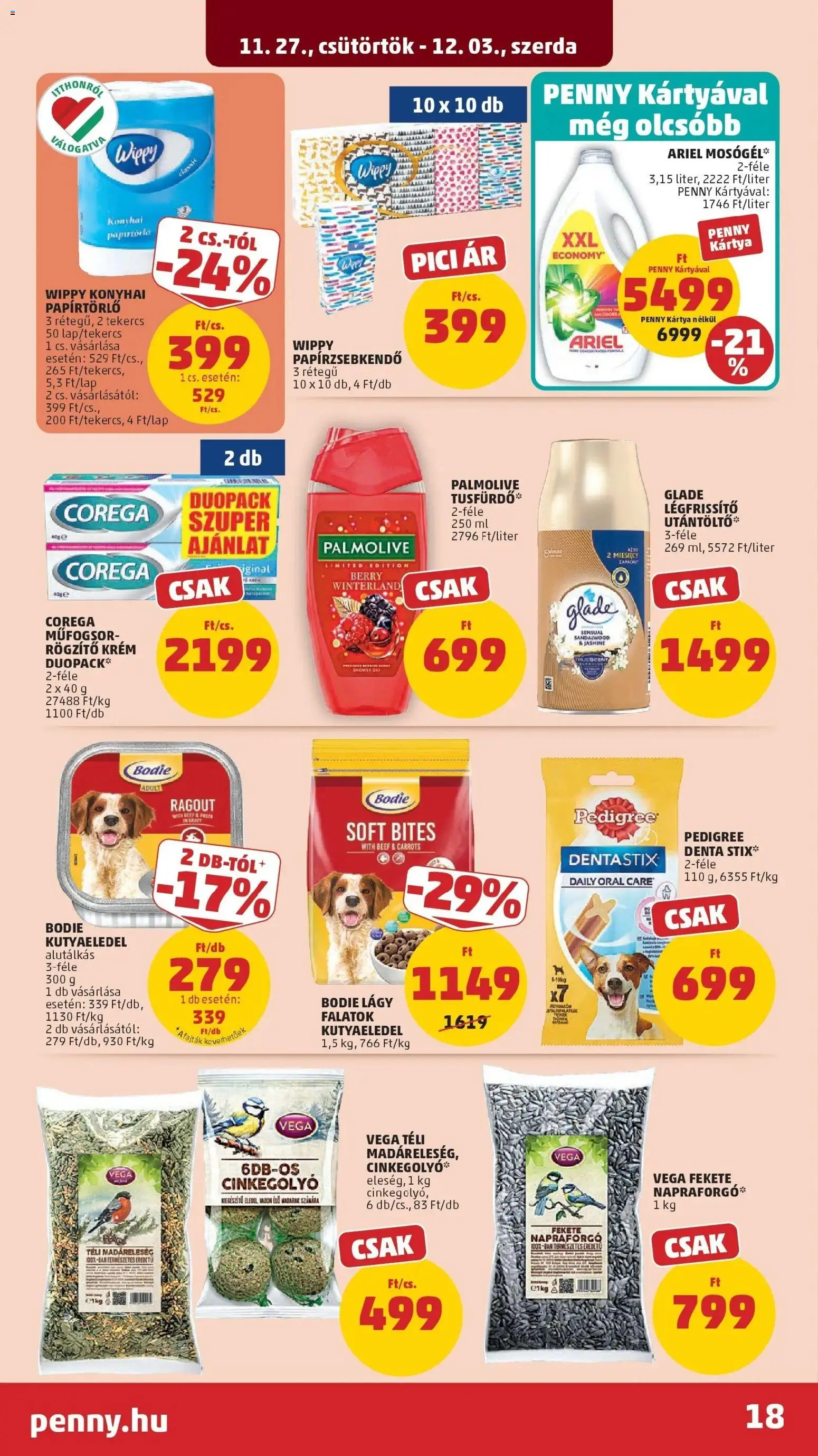 PENNY akciós ujság - amely érvényes a következő dátumtól: 26.11.2025 | Oldal: 18 | Termékek: Papírtörlő, Papírzsebkendő, Légfrissítő, Tusfürdő