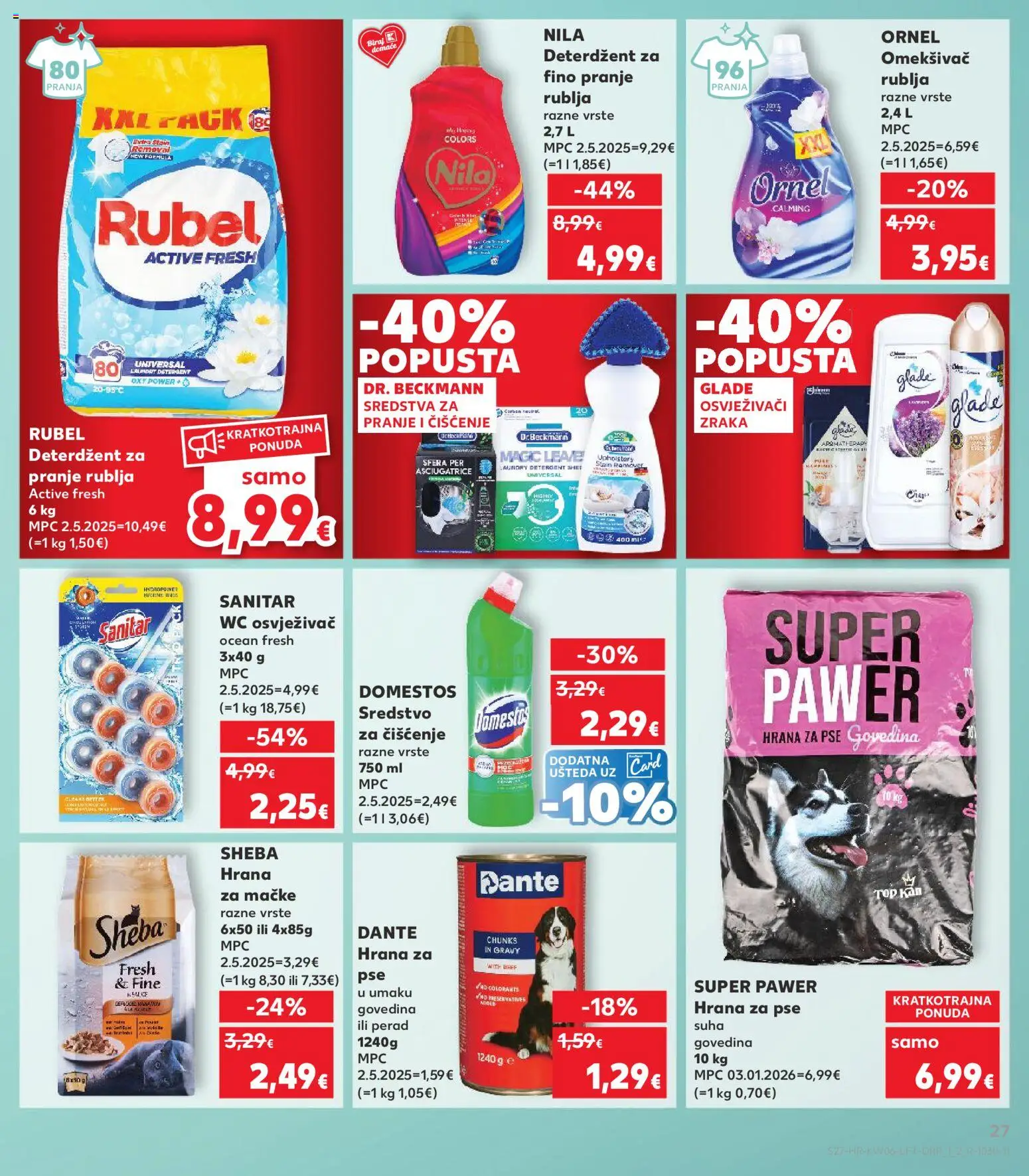 Kaufland katalog | vrijedi od 04.02.2026 | Stranica: 27 | Proizvodi: Deterdžent za pranje rublja, Hrana za pse, Deterdžent, Nila