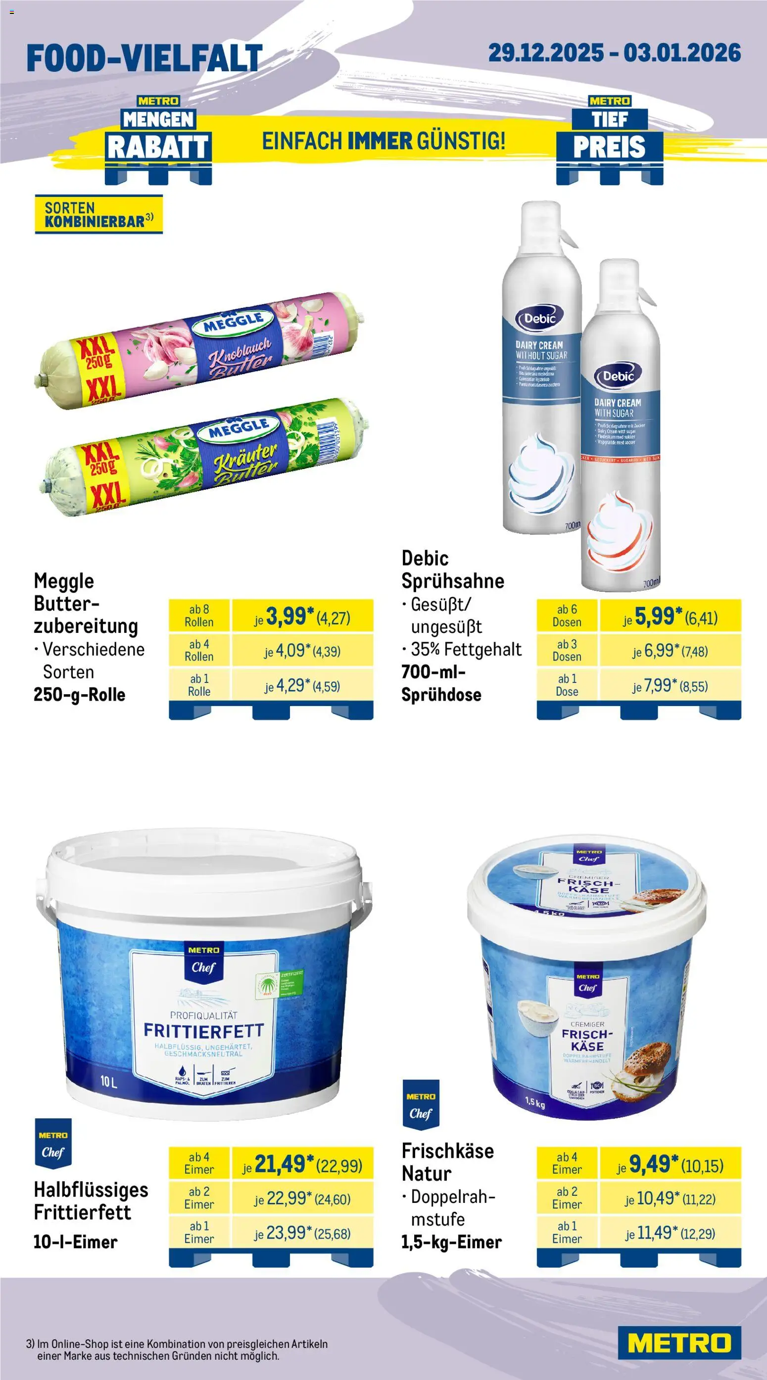 Metro Wochen-Angebote Gastro – gültig ab 29.12.2025 | Seite: 9 | Produkte: Schlagsahne, Käse, Knoblauch, Frischkase
