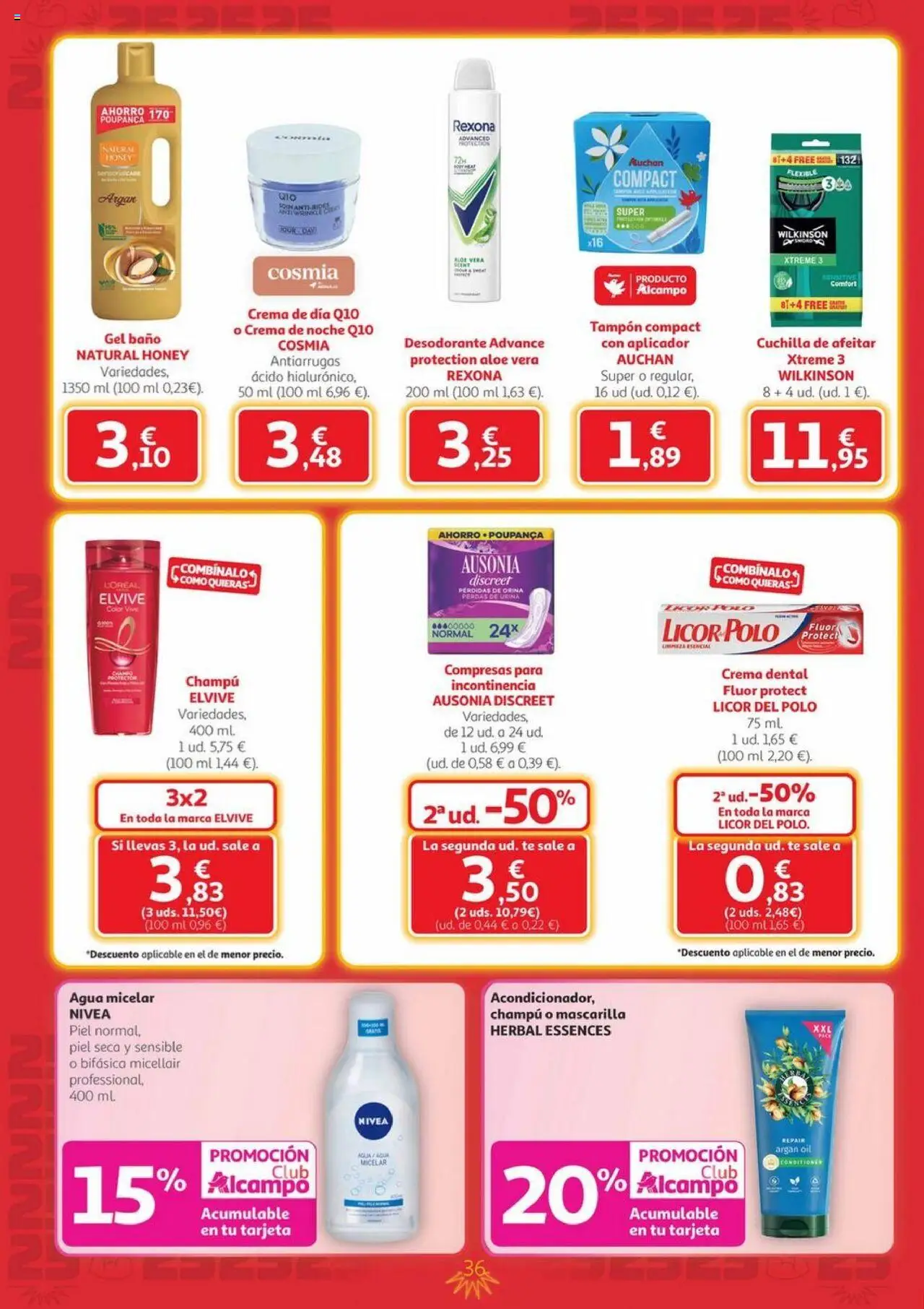 Alcampo - Canarias │ válido desde el 09.10.2025 | Página: 36 | Productos: Champú, Agua micelar, Licor, Baño