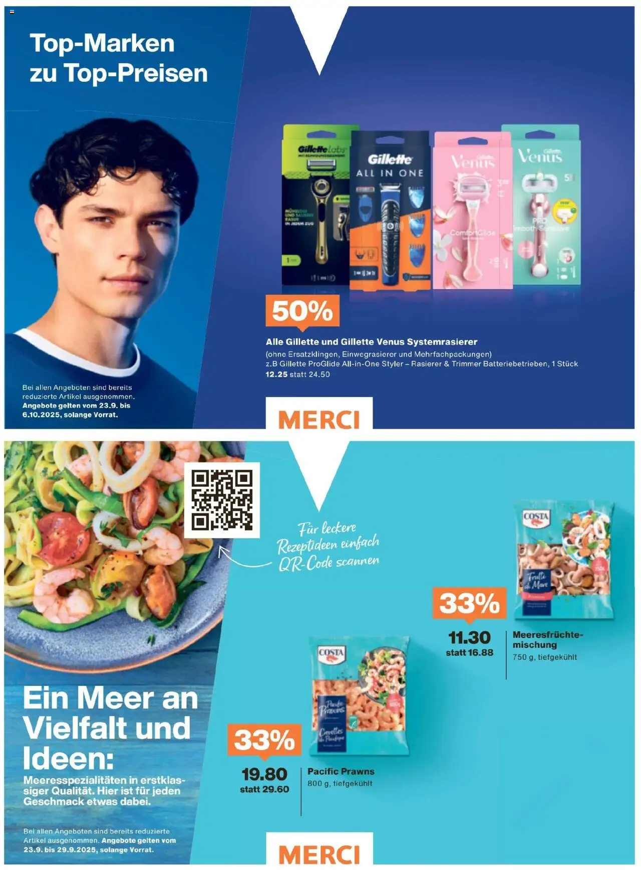 Migros Magazin – gültig ab 22.09.2025 | Seite: 40 | Produkte: Meeresfrüchte, Rasierer