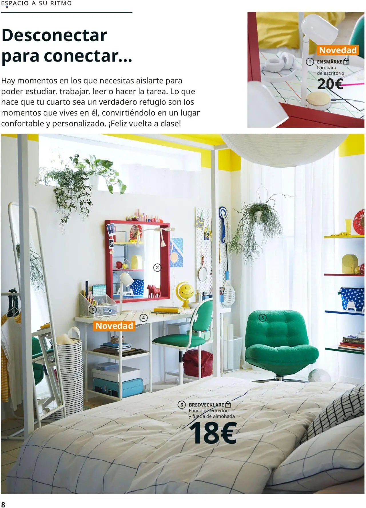 Catálogo IKEA Vuelta a clase │ válido desde el 01.08.2025 | Página: 8 | Productos: Edredón, Funda, Almohada, Lámpara