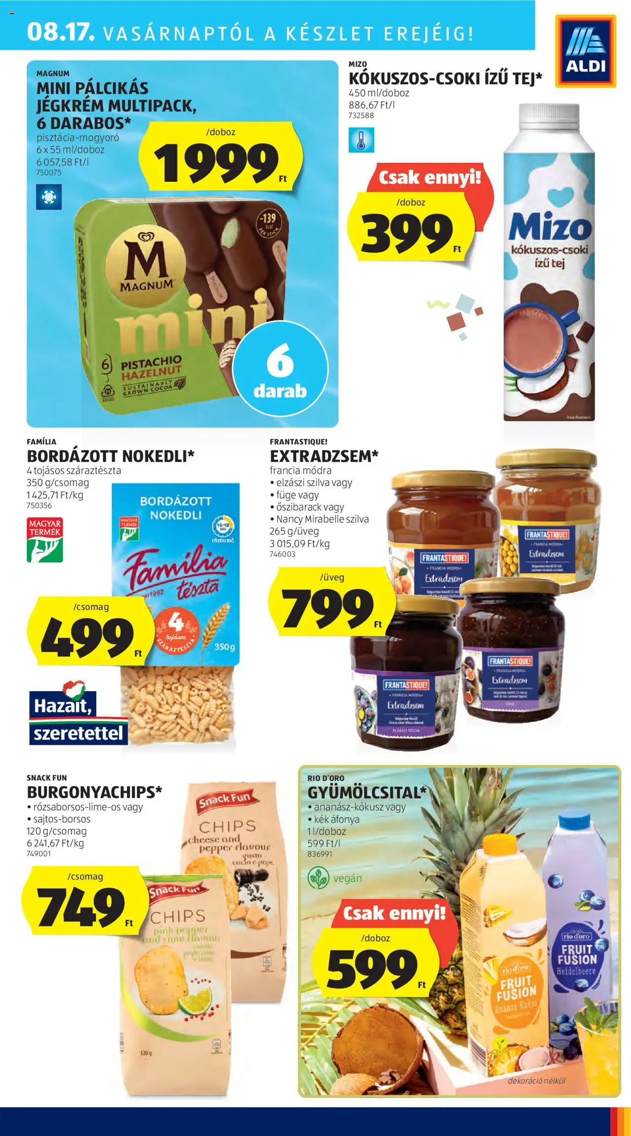 Aldi akciós ujság - amely érvényes a következő dátumtól: 14.08.2025 | Oldal: 35 | Termékek: Őszibarack, Chips, Füge, Pálcikás jégkrém