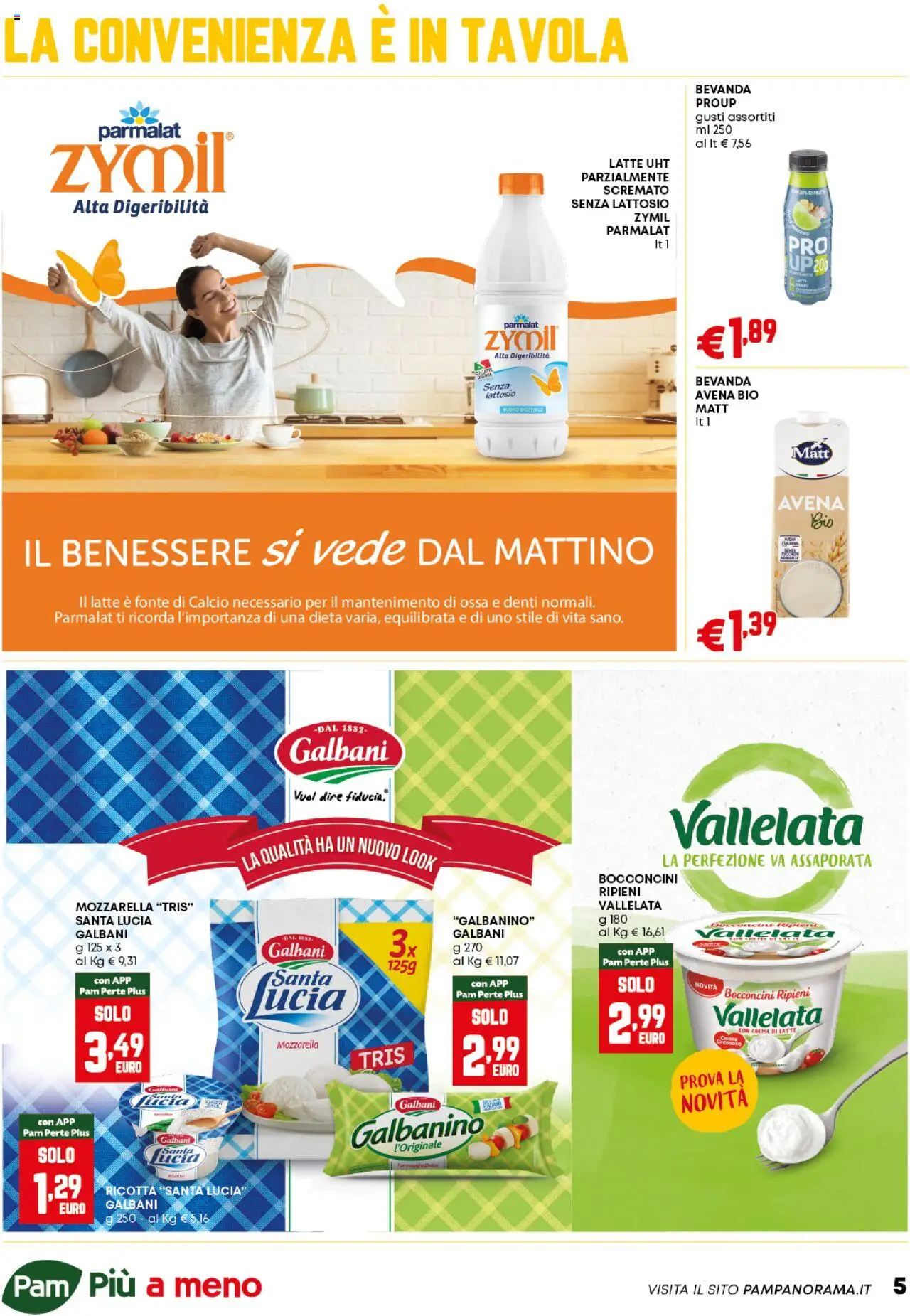 Volantino PAM del 21.08.2025 | Pagina: 5 | Prodotti: Crema, Mozzarella, Latte, Ricotta
