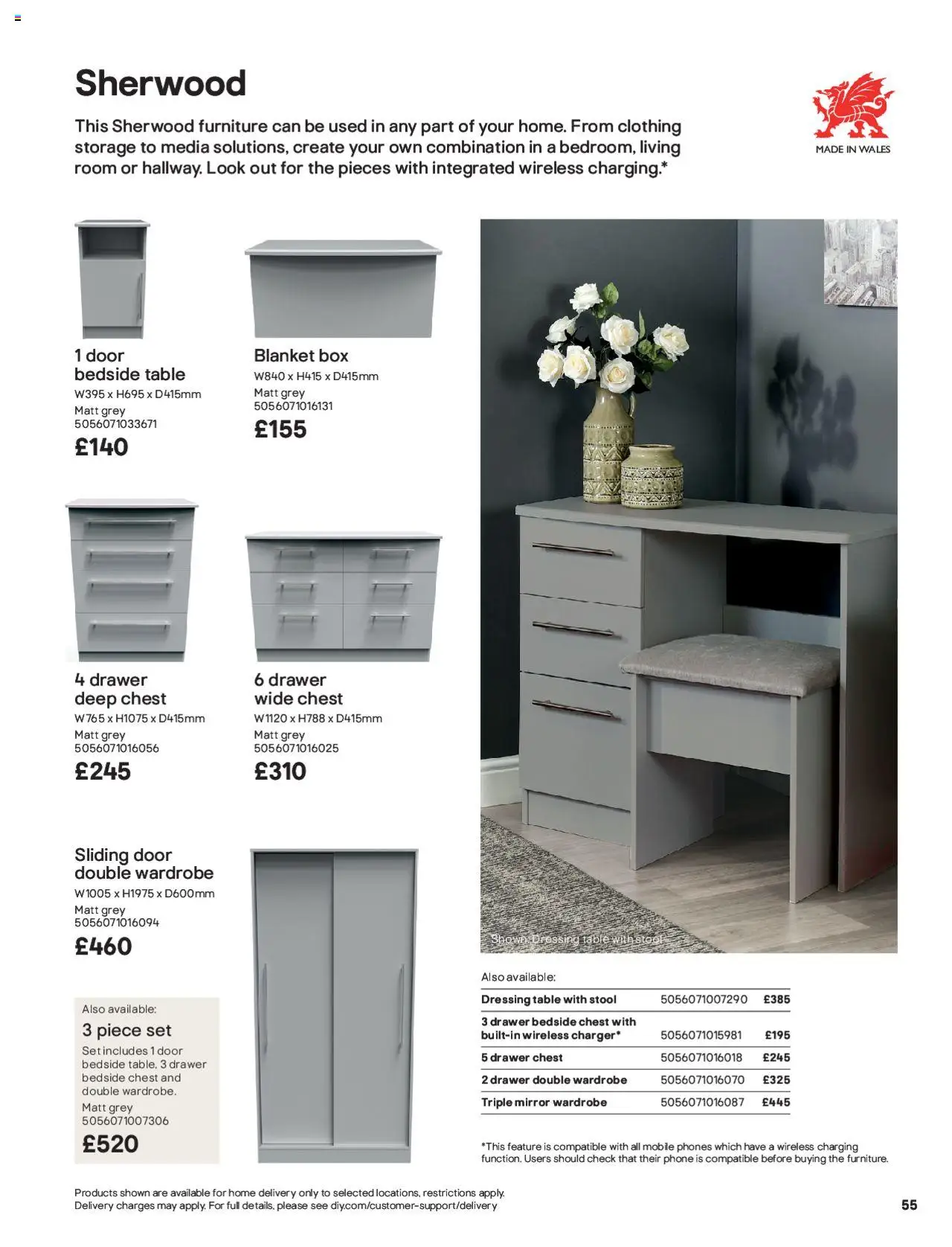  | Page: 55 | Products: Table, Bedside chest, Mirror, Wardrobe
