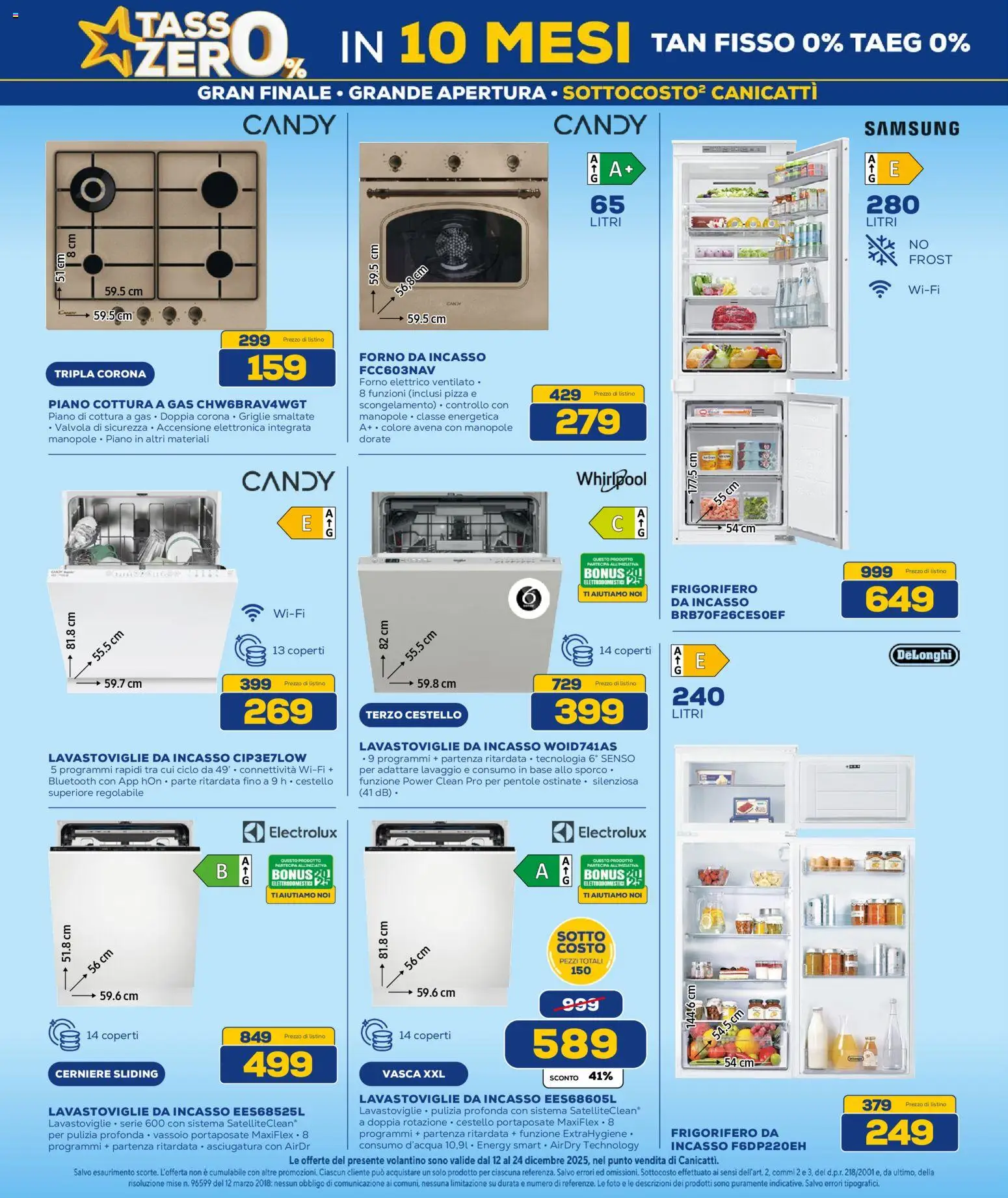 Volantino Euronics del 12.12.2025 | Pagina: 21 | Prodotti: Piano cottura, Lavastoviglie, Frigorifero, Forno elettrico