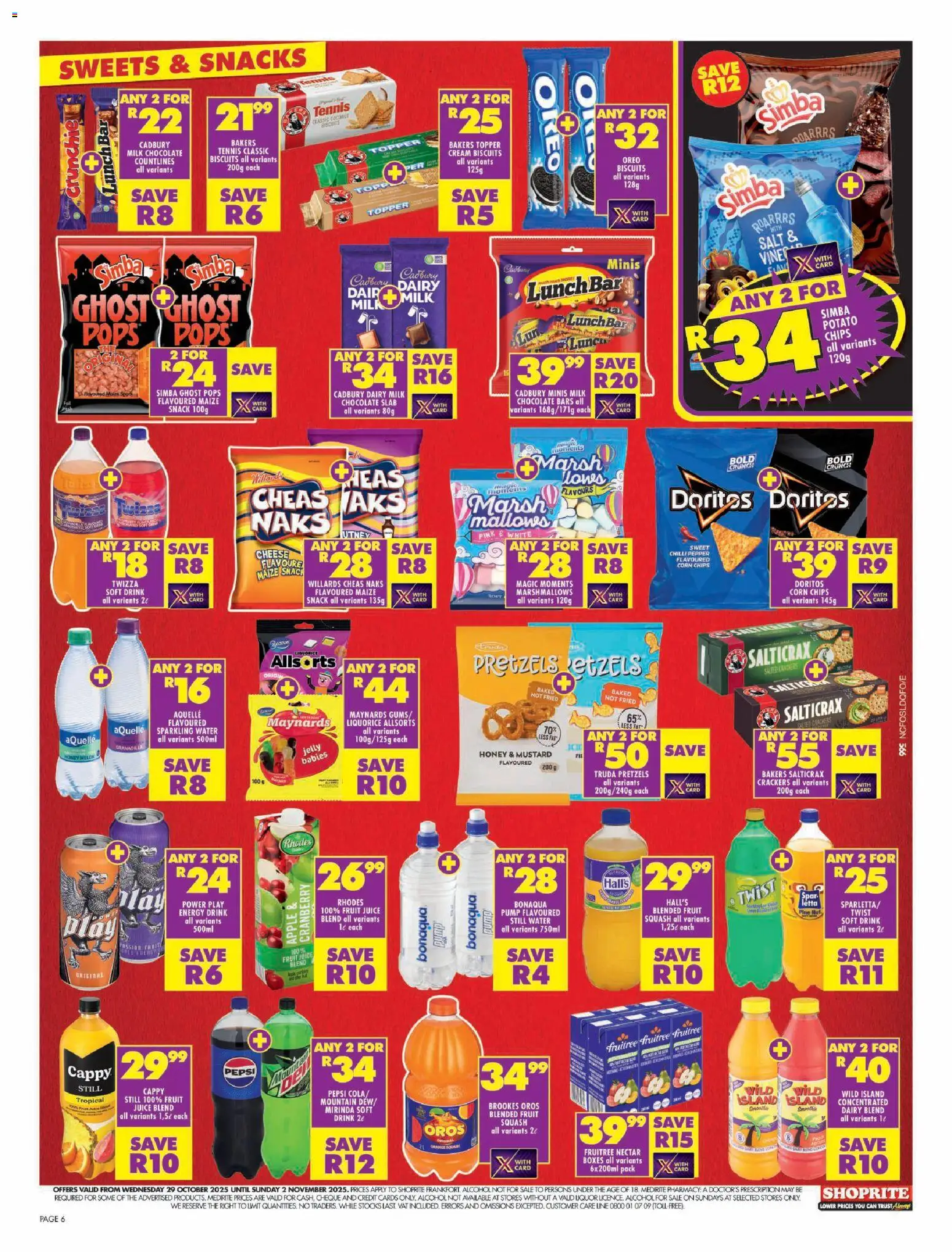 New Shoprite catalogue – valid from 29.10.2025 | Page: 6 | Products: Snacks, Water, Salt, Pepper