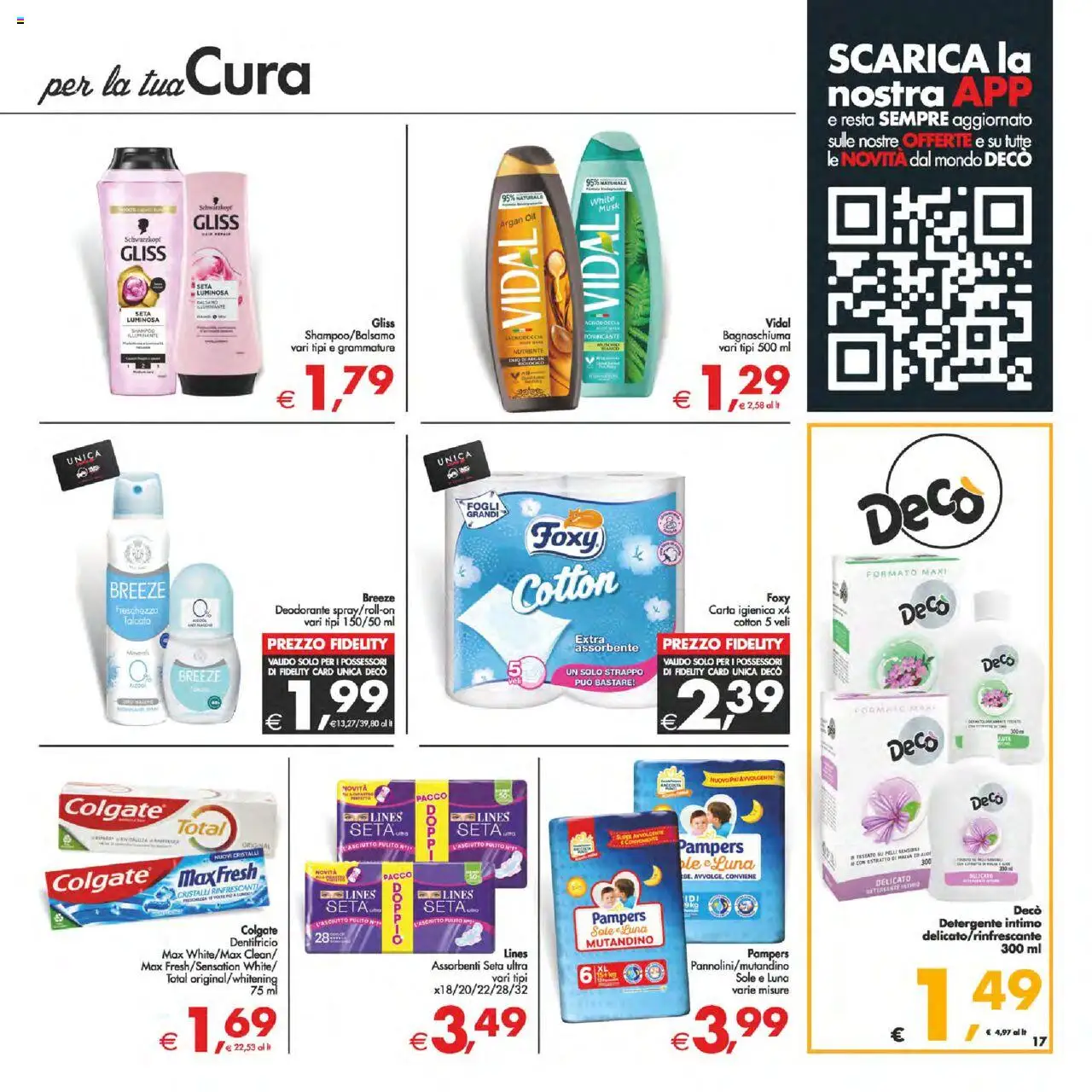 Volantino Decò del 14.10.2025 | Pagina: 17 | Prodotti: Deodorante, Dentifricio, Intimo, Pampers