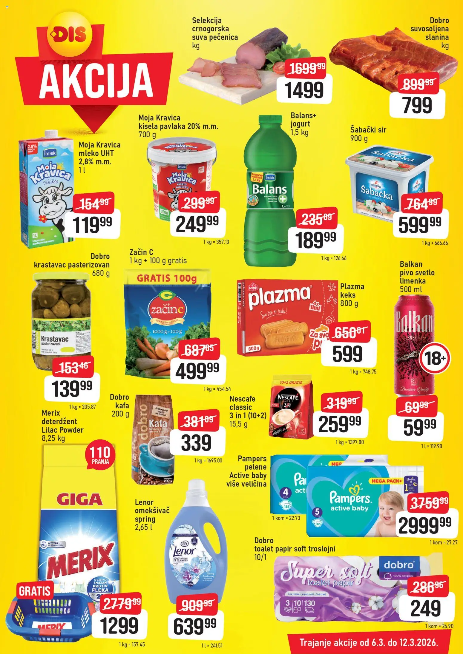 DIS katalog - važi od 06.03.2026 | Strana: 2 | Proizvode: Toalet papir, Moja kravica, Mleko, Nescafé