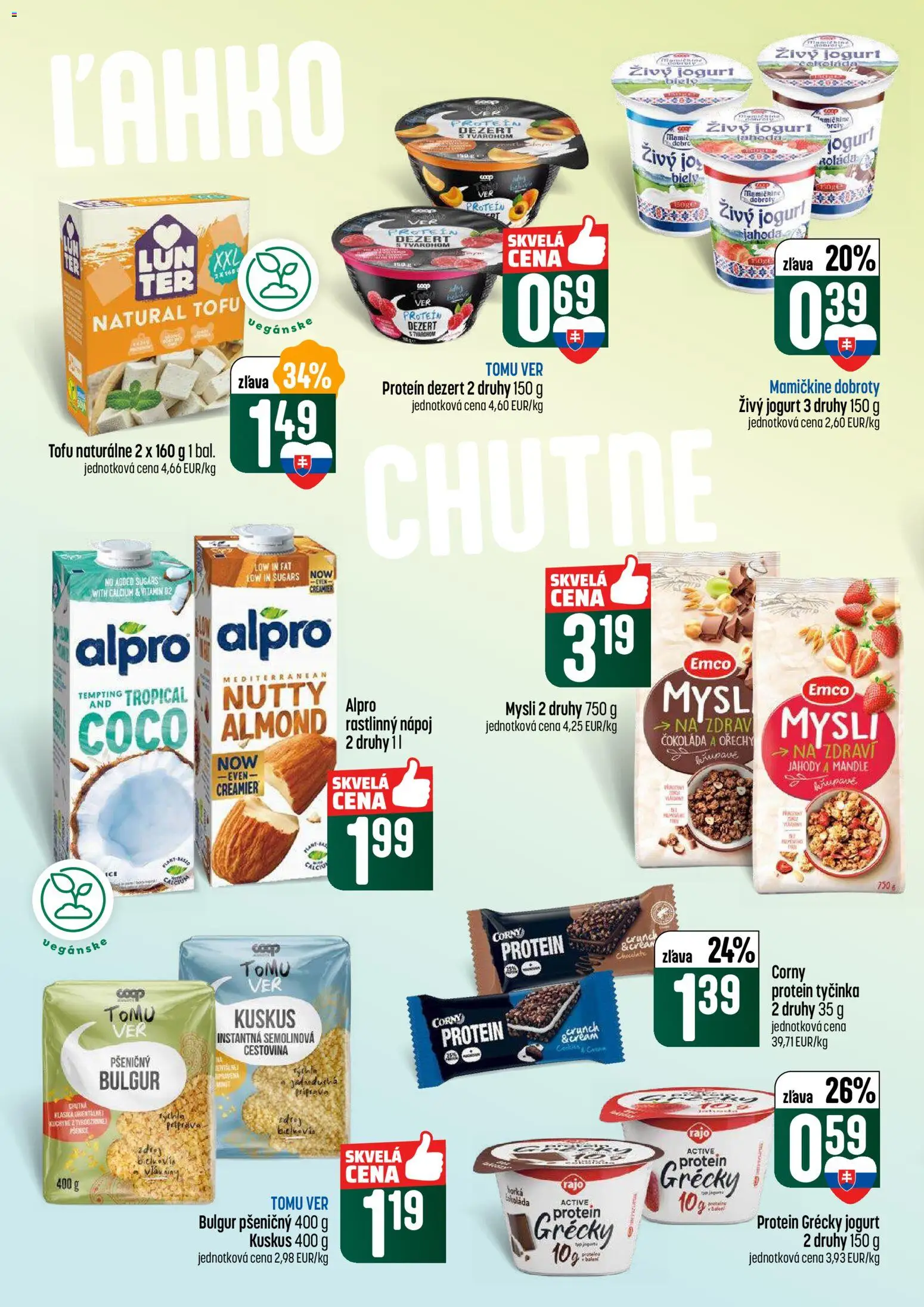 Nové COOP Jednota akcie – leták je platný od 22.01.2026 | Strana: 28 | Produkty: Tofu, Protein, Orechy, Alpro