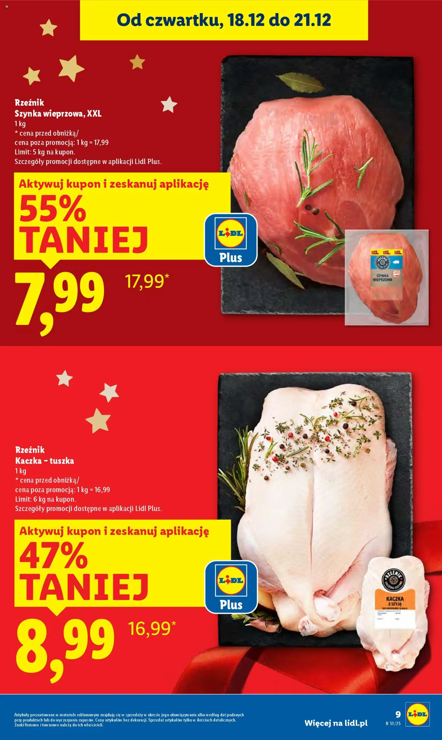 Lidl Gazetka od 18.12.2025 | Strona: 9 | Produkty: Kaczka, Szynka