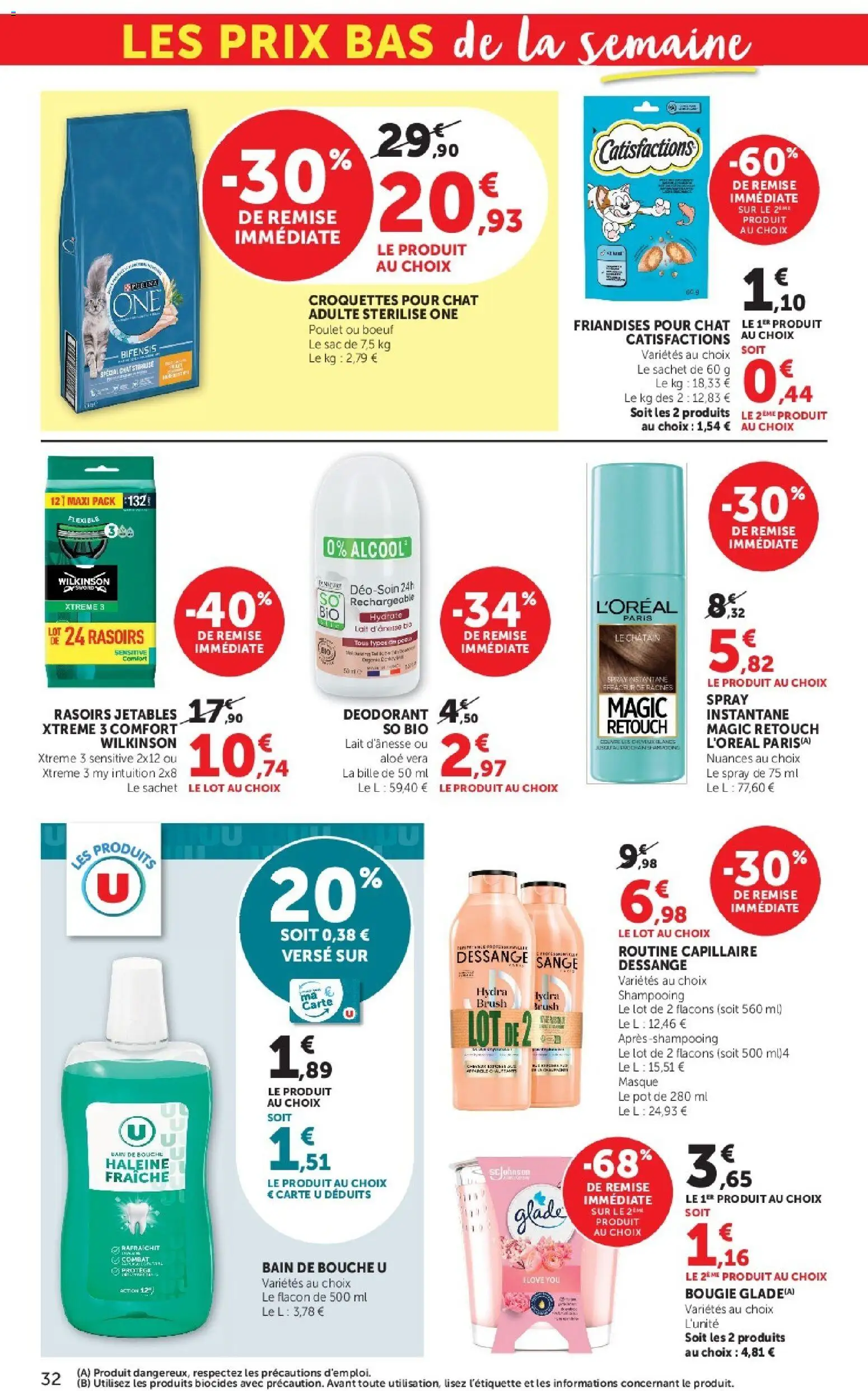 {H1} | Page: 32 | Produits: Shampooing, Bain de bouche, Lait, Croquettes pour chat