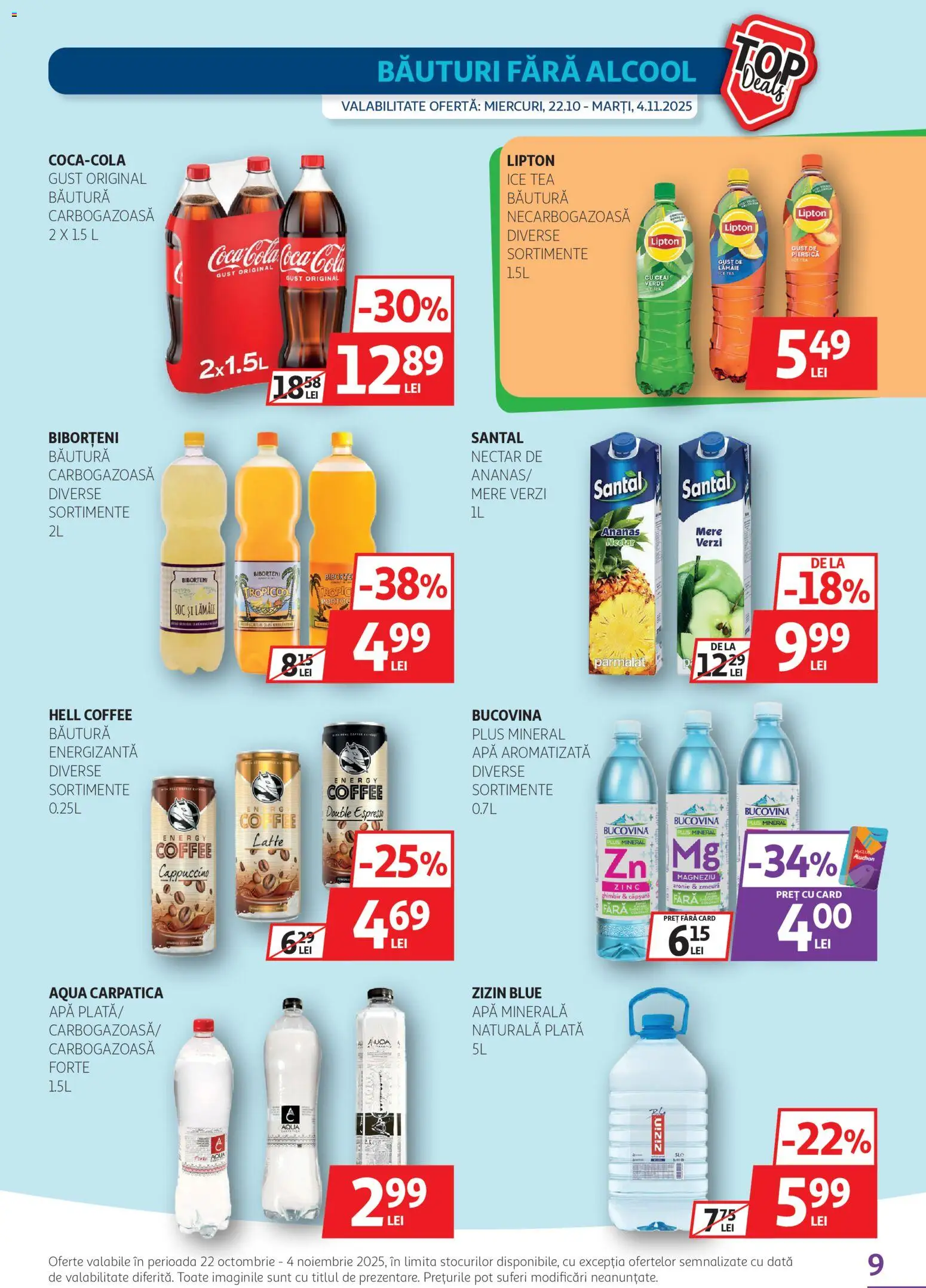 Noul catalog Auchan – valabil de la 22.10.2025 | Pagină: 9 | Produse: Piersică, Zmeură, Yazı tahtası kalemi, Ceai