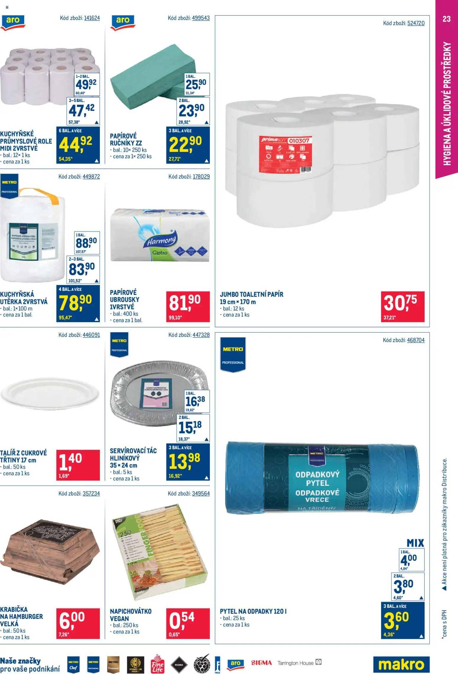 Makro leták - Gastronomie od 22.04.2026 | Strana: 23 | Produkty: Hamburger, Vegan, Toaletní papír, Ubrousky