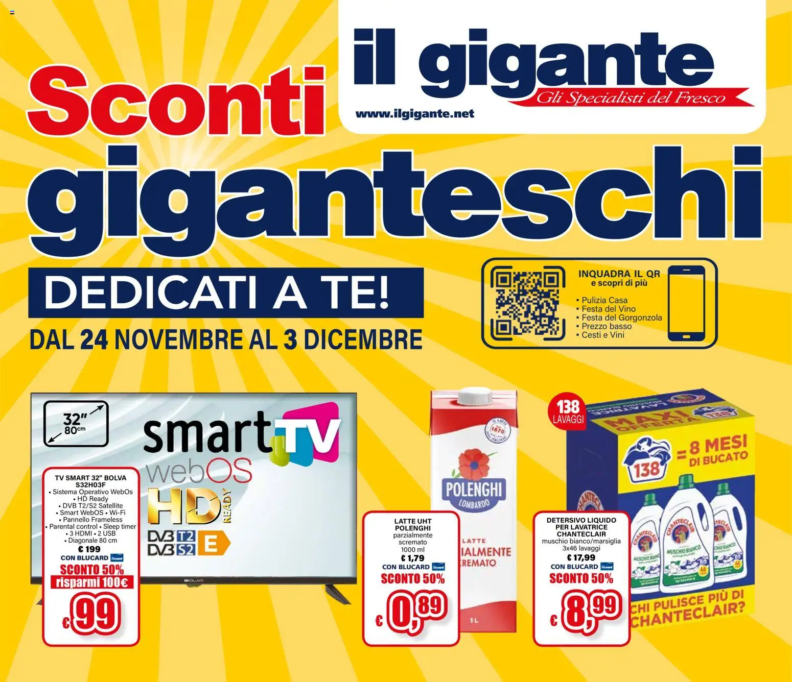 Volantino Il Gigante del 24.11.2025 | Pagina: 1 | Prodotti: Tè, Latte, TV, USB