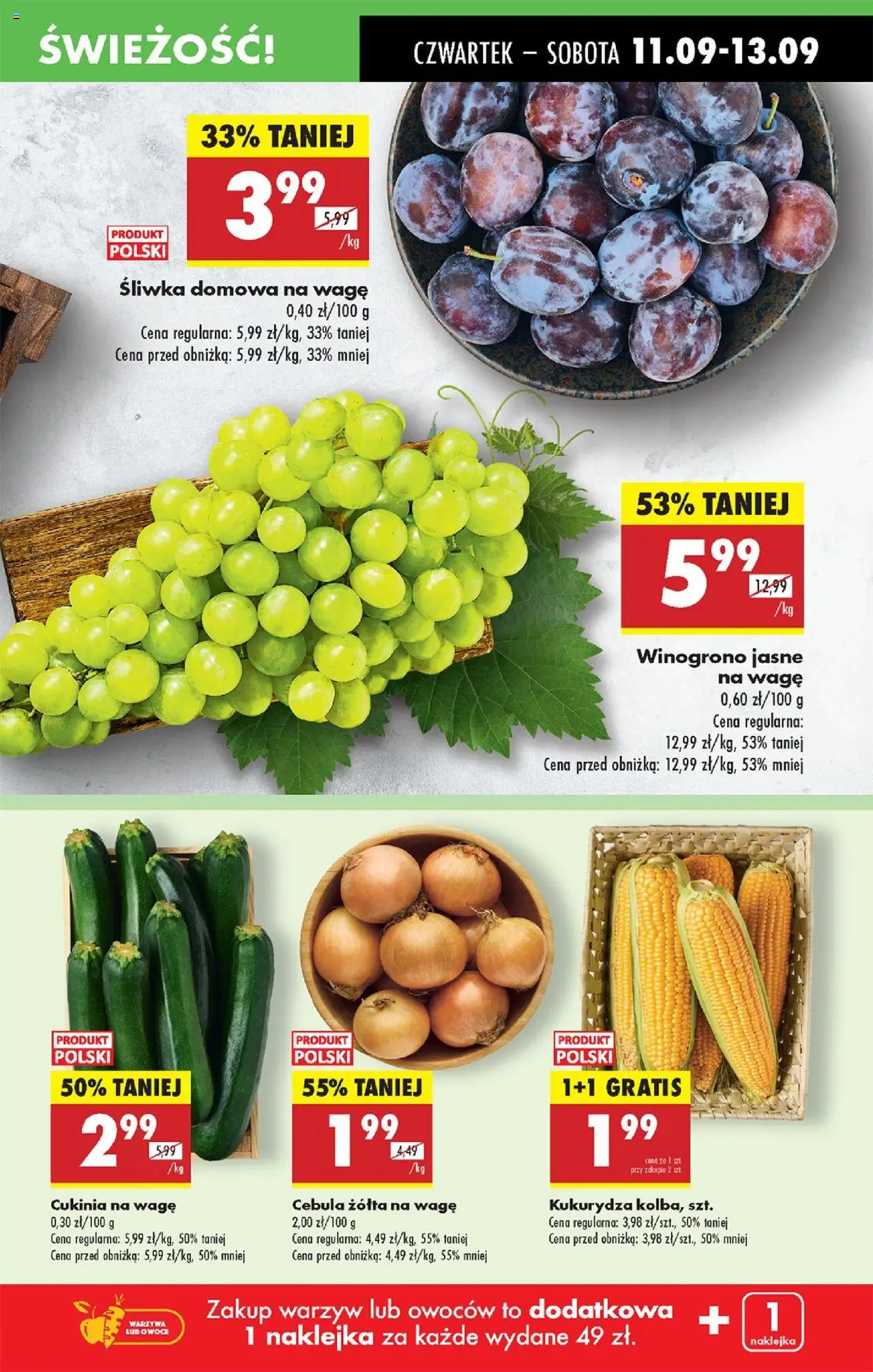 Biedronka gazetka - Oferta w tym tygodniu od 11.09.2025 | Strona: 19 | Produkty: Winogrono, Kukurydza, Cukinia, Owoce