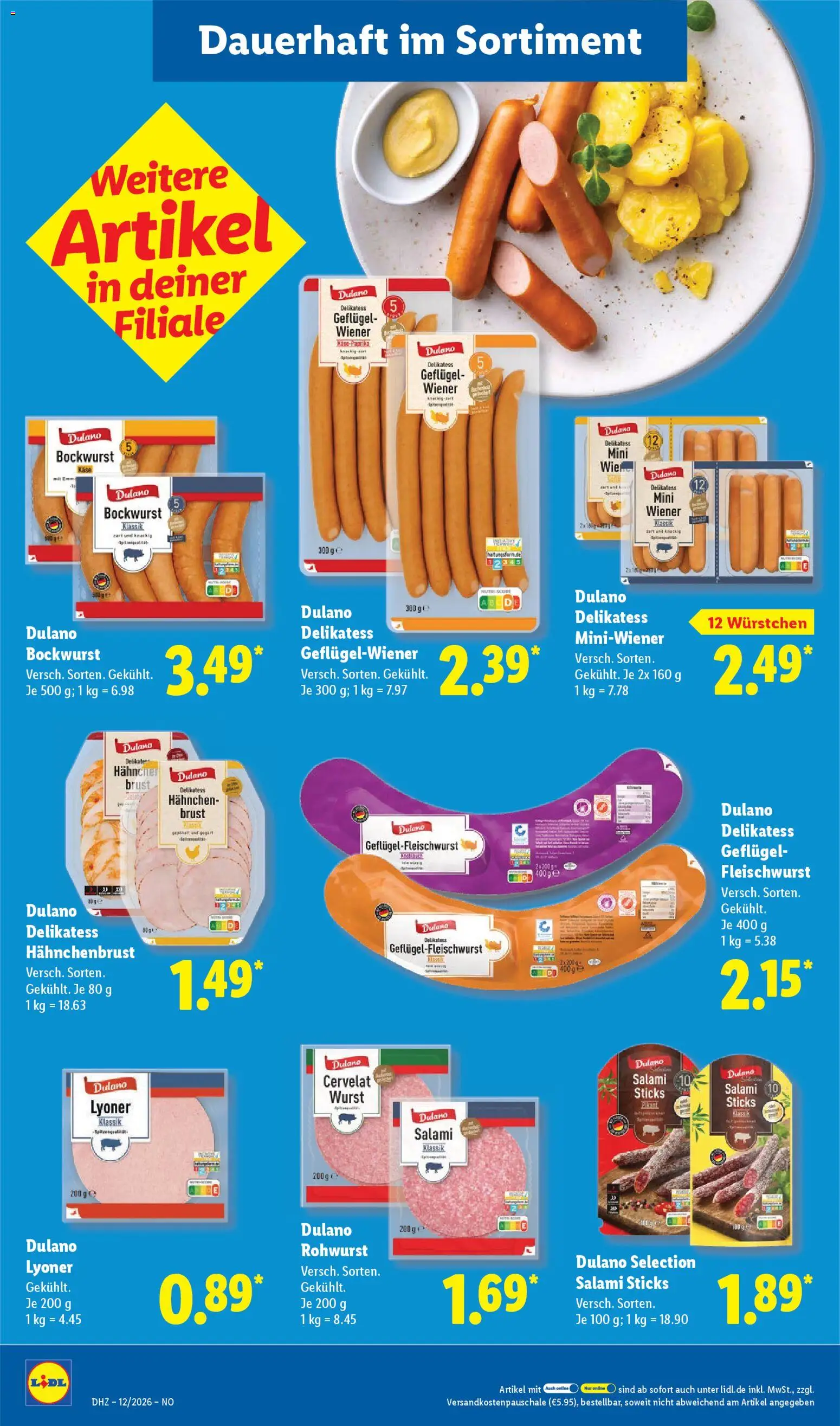 Lidl Prospekt Hohenkirchen – gültig ab 16.03.2026 | Seite: 20 | Produkte: Bockwurst, Käse, Wurst, Salami