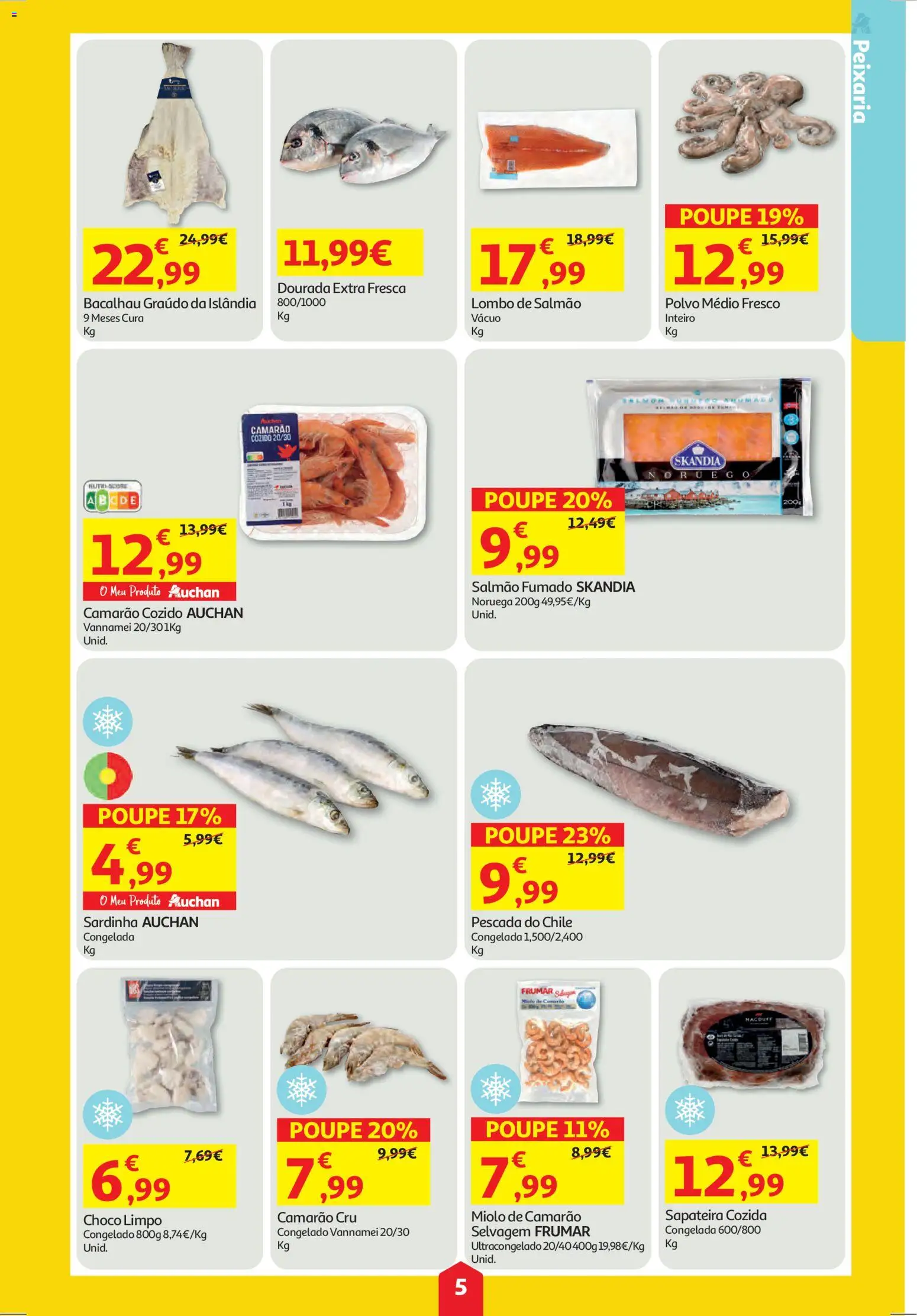 Auchan folheto │ válido de 30.04.2026 | Página: 5 | Produtos: Dourada, Pescada, Camarão, Lombo