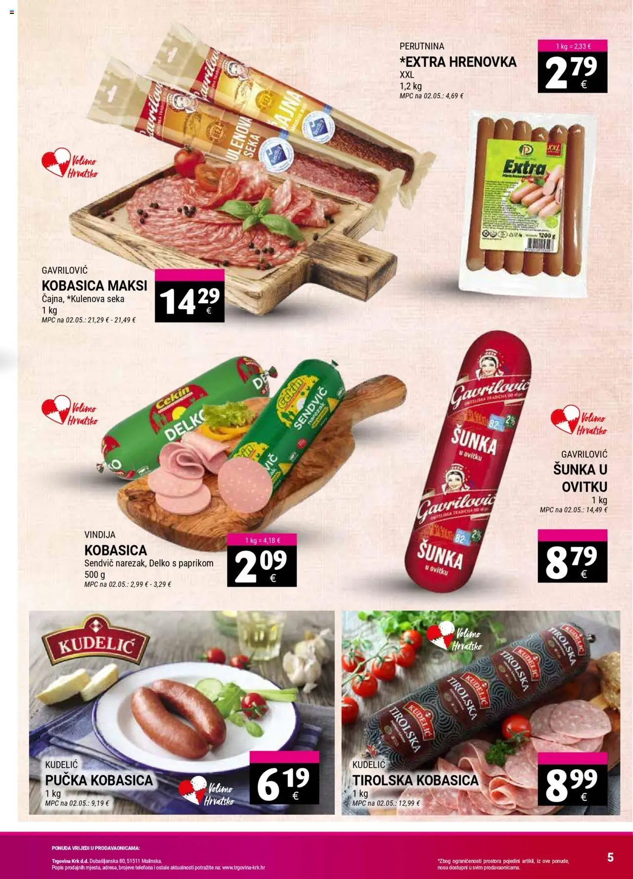 Trgovina Krk katalog | vrijedi od 16.09.2025 | Stranica: 5 | Proizvodi: Vindija, Šunka, Kobasica