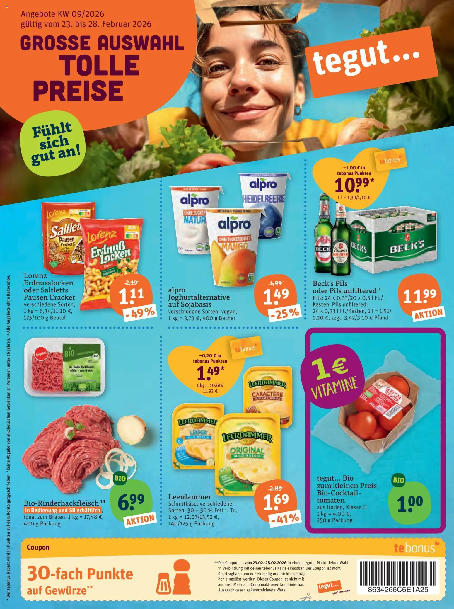 Tegut Prospekt 	 – gültig ab 23.02.2026 | Seite: 3 | Produkte: Pils, Tomaten, Leerdammer, Mango