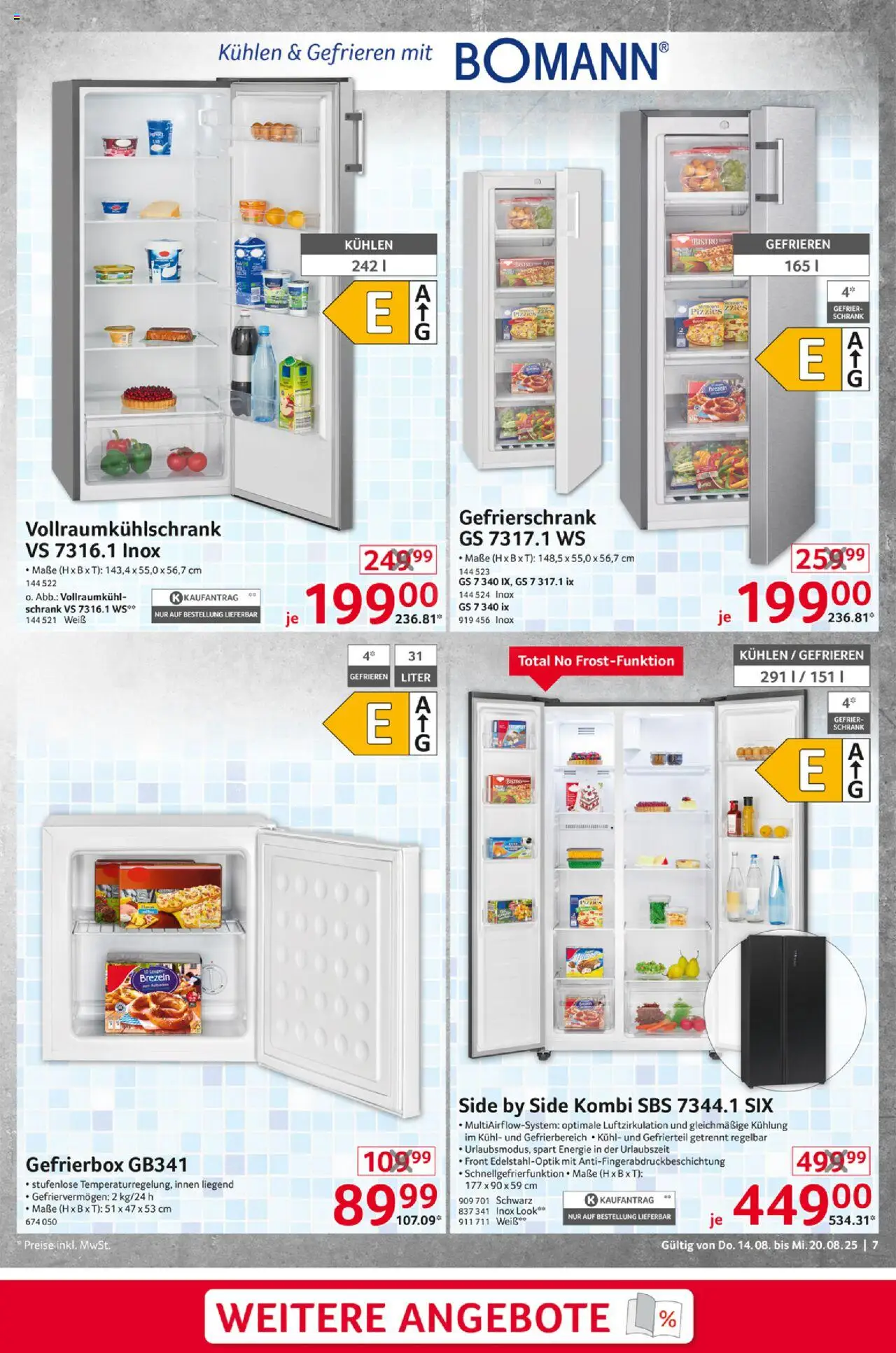 Selgros  Non Food - gültig ab dem 14.08.2025 | Seite: 7 | Produkte: Gefrierschrank, Schrank
