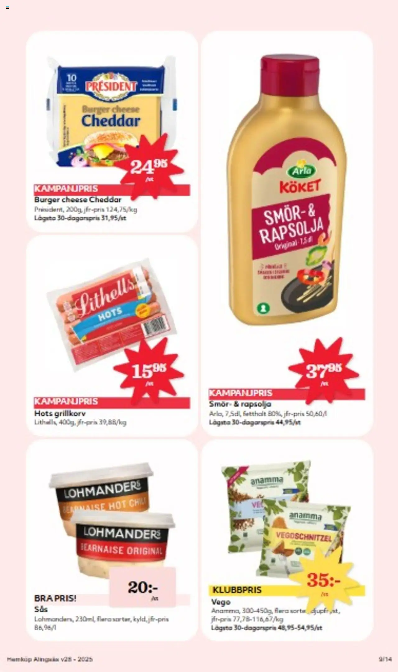 Hemköp reklamblad aktuell från 07.07.2025 | Sida: 9 | Produkter: Cheddar, Grillkorv, Smör, Chili