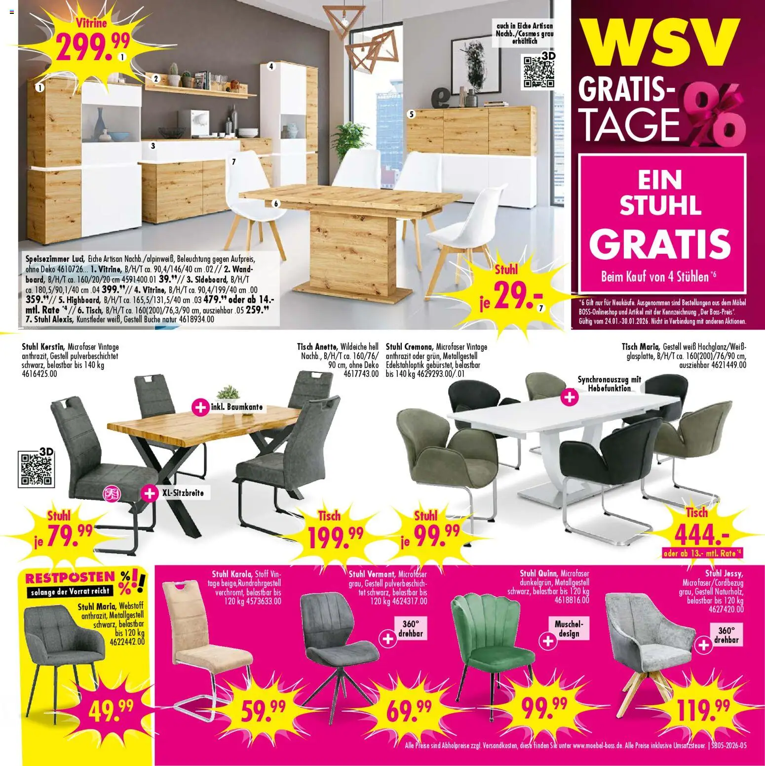 SB Möbel Boss Prospekt 	 – gültig ab 24.01.2026 | Seite: 5 | Produkte: Vitrine, Tisch, Stuhl