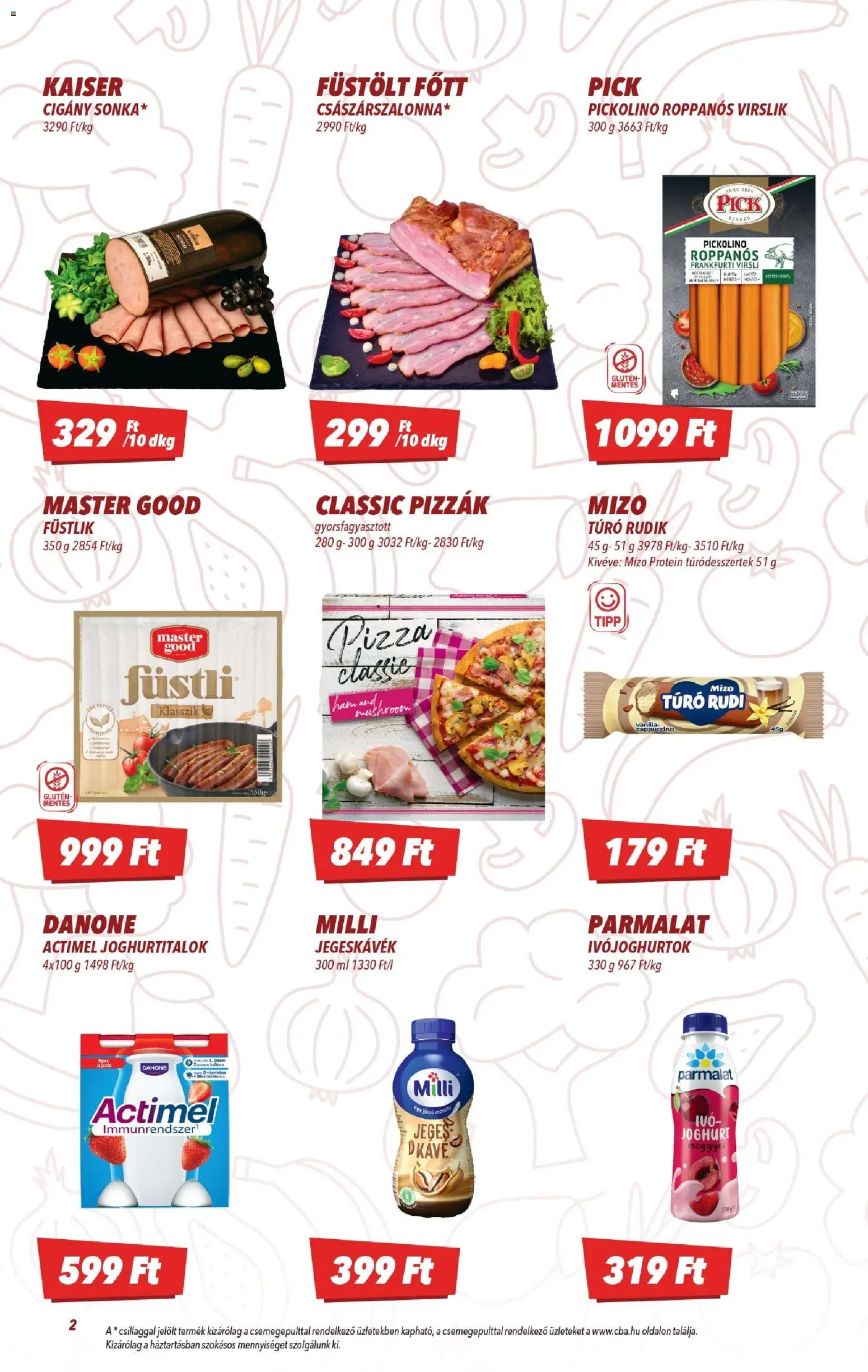 CBA akciós ujság - amely érvényes a következő dátumtól: 19.03.2026 | Oldal: 2 | Termékek: Cappuccino, Frankfurti virsli, Protein, Túró