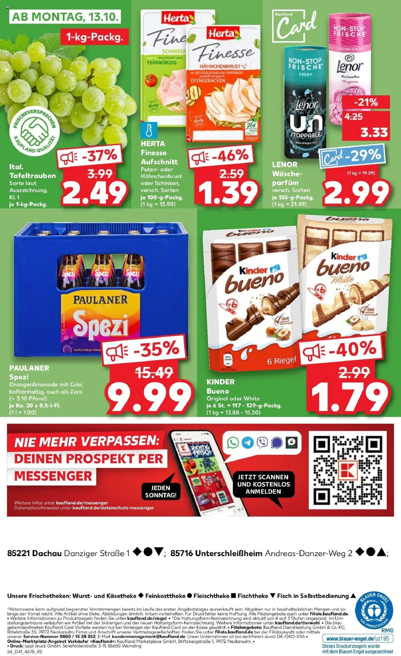 Kaufland prospekt Unterschleißheim	 – gültig ab 09.10.2025 | Seite: 54 | Produkte: Lenor, Paulaner spezi, Parfüm, Paulaner