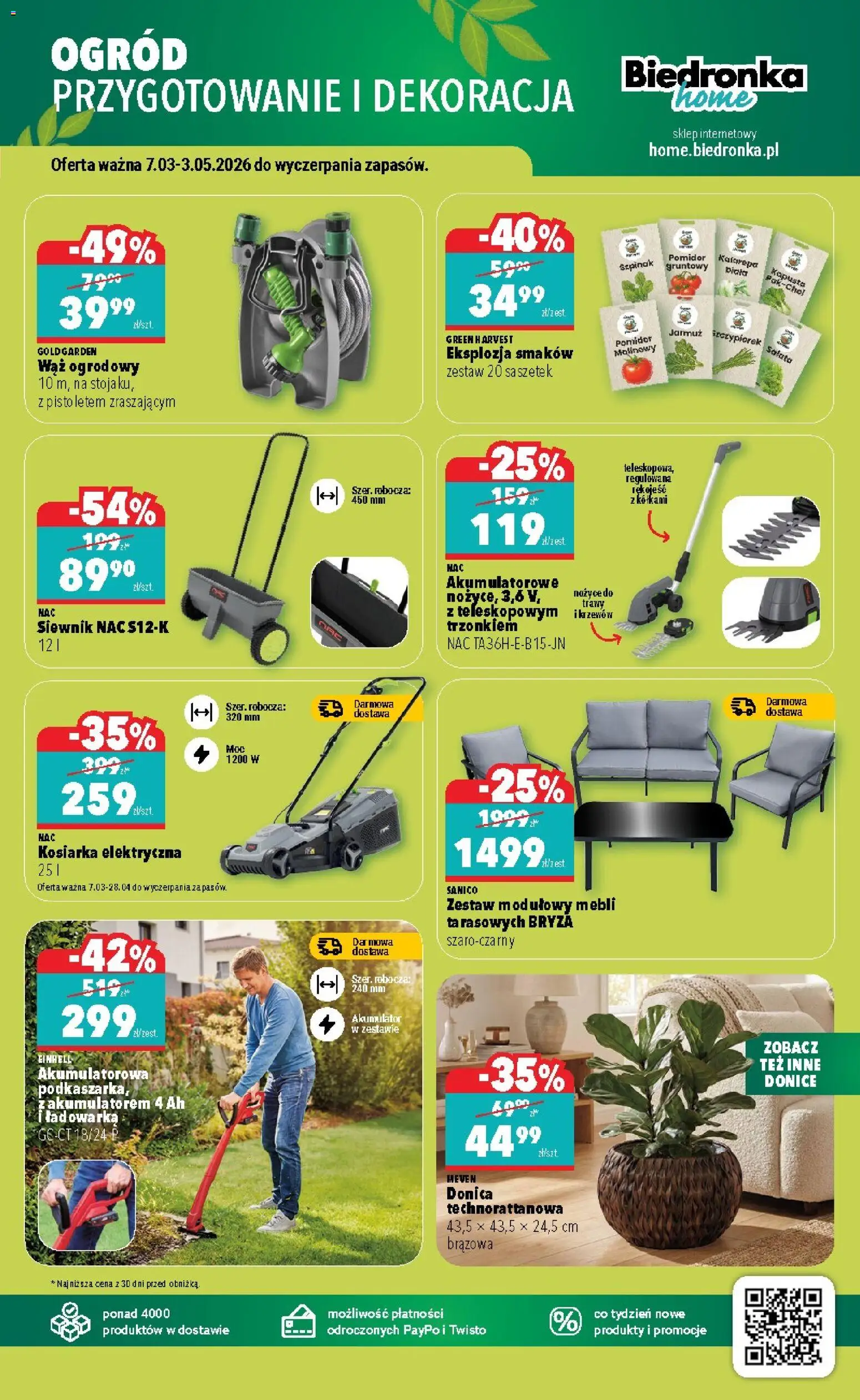 Biedronka gazetka - Home od 07.03.2026 | Strona: 5 | Produkty: Wąż ogrodowy, Trawy, Ładowarka, Jarmuż