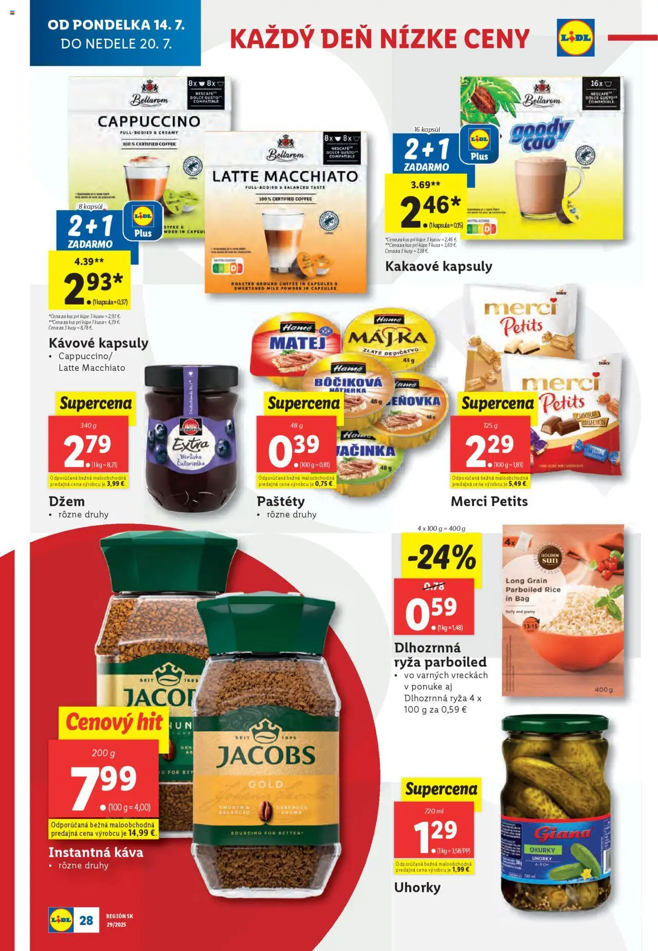 Lidl leták │ platný od 14.07.2025 | Strana: 30 | Produkty: Dolce Gusto, Káva, Ryža, Uhorky