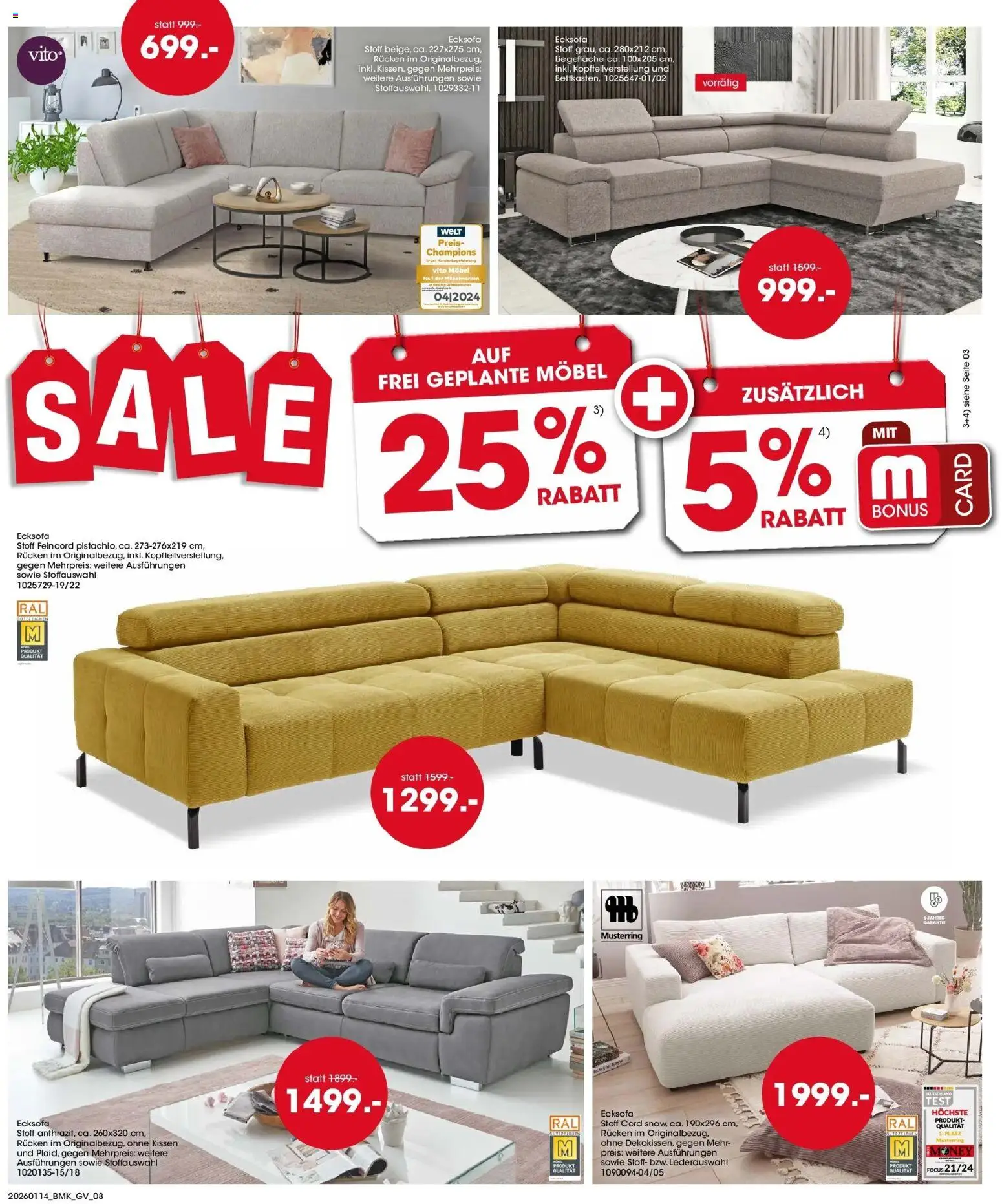 Möbel Martin Prospekt Sale  – gültig ab 14.01.2026 | Seite: 8 | Produkte: Ecksofa, Kissen