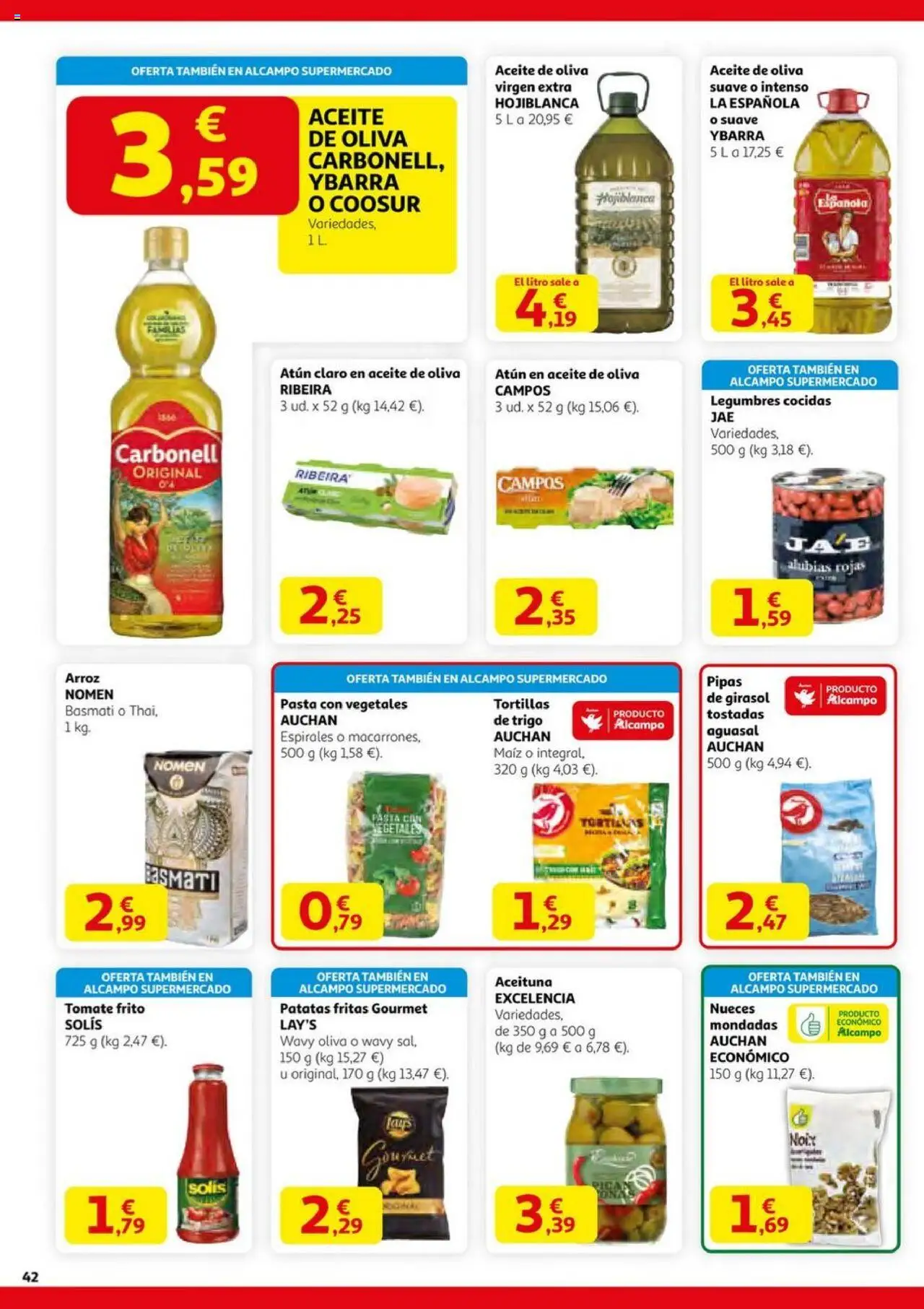 Alcampo - HG Madrid Unificado  │ válido desde el 14.08.2025 | Página: 42 | Productos: Arroz, Aceite de oliva, Aceite de oliva virgen extra, Atún claro